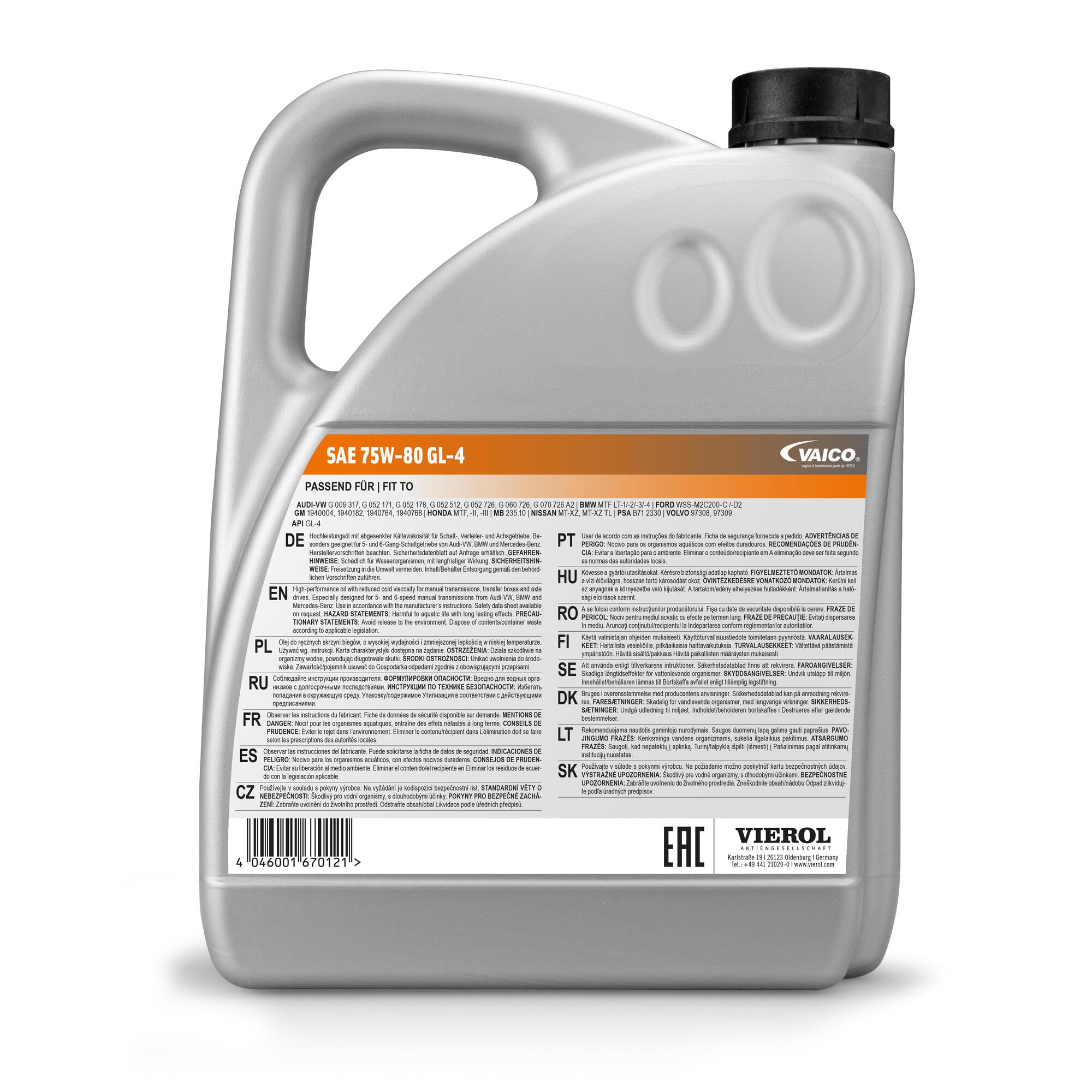 Schaltgetriebeöl SAE 75W-80 GL 4/5 5l