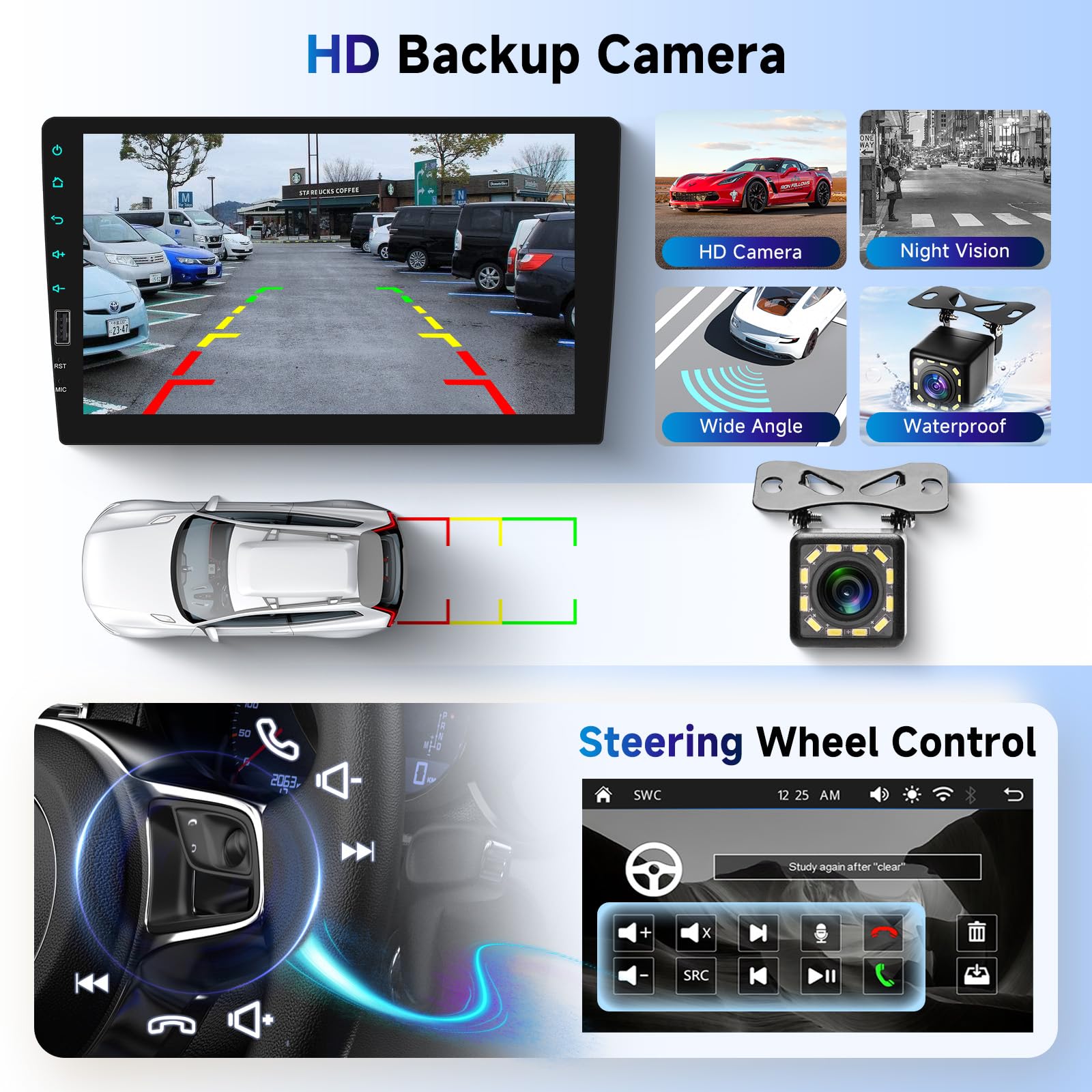 VECHTEL Autoradio 1 Din avec Carplay Android Auto sans Fil, 9 Pouces IPS HD Écran Tactile Poste Radio Voiture Soutien Bluetooth Radio AM/FM/RDS EQ USB Mirror Link SWC MIC Caméra de Recul