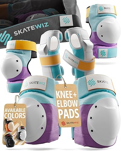 Miniatura 10 de Skatewiz Equipo de protección para patinaje, rodilleras para adultos, coderas y muñequeras para adultos [6 piezas] - Escudo - Patines de rodillos