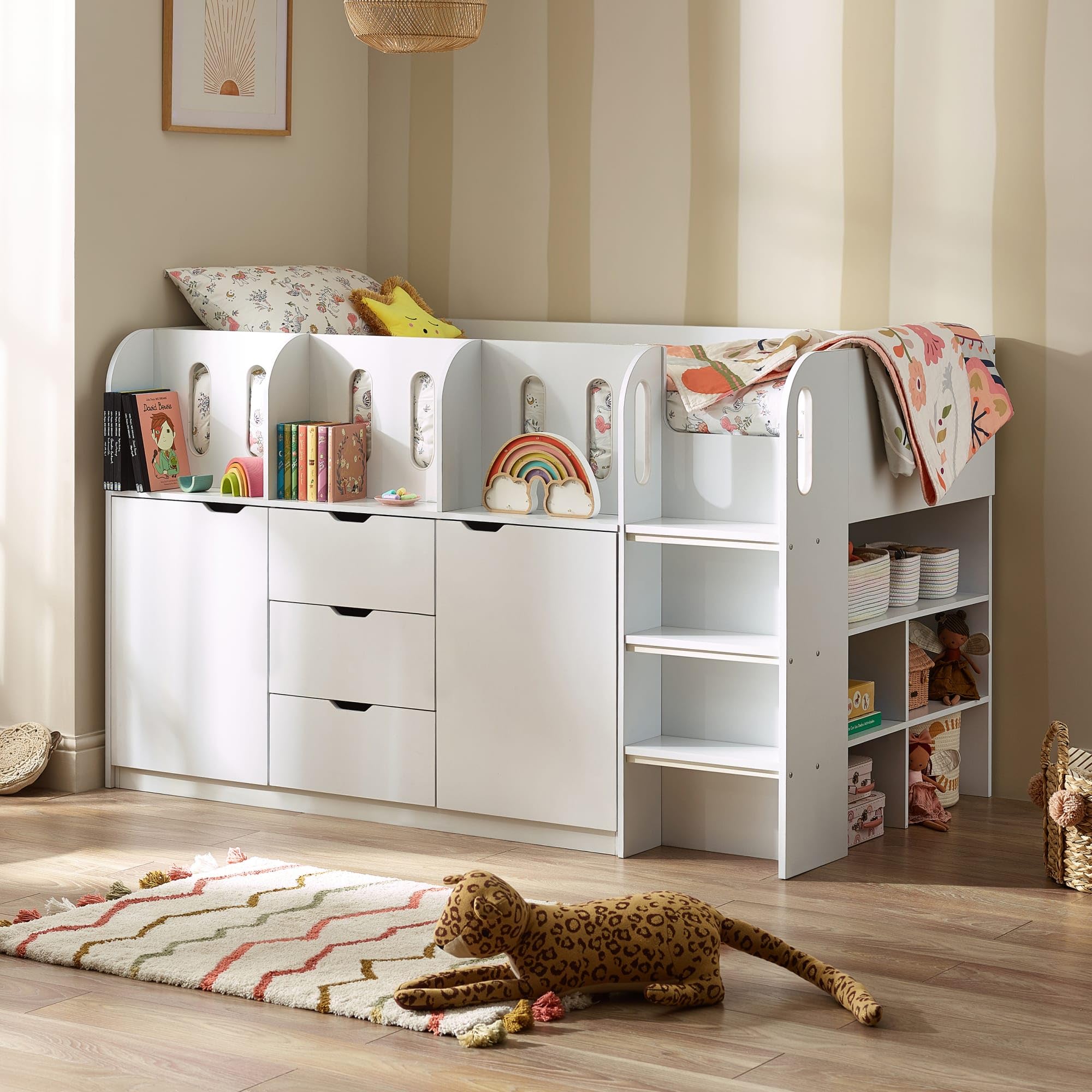 Julian Bowen Vision White Wooden Mid Sleeper Bed - 3ft Single