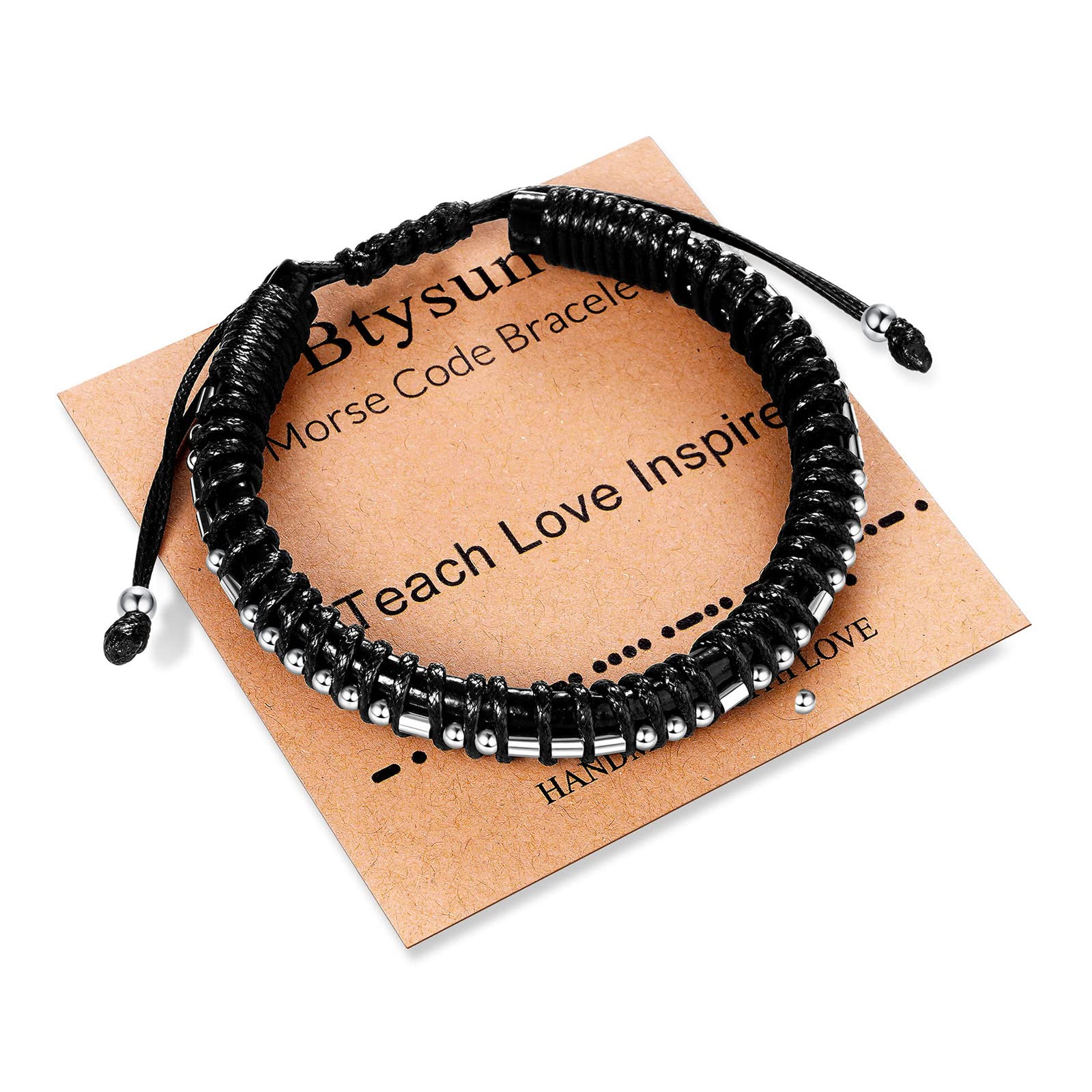 Btysun Fathers Day Gift, Gifts for Men Morse Code Bracelets for Men 2026 Graduation Gifts Mens Bracelet for Him Boyfriend Husband Leather Bracelet Motivational Birthday Jewelry Stocking Stuffers