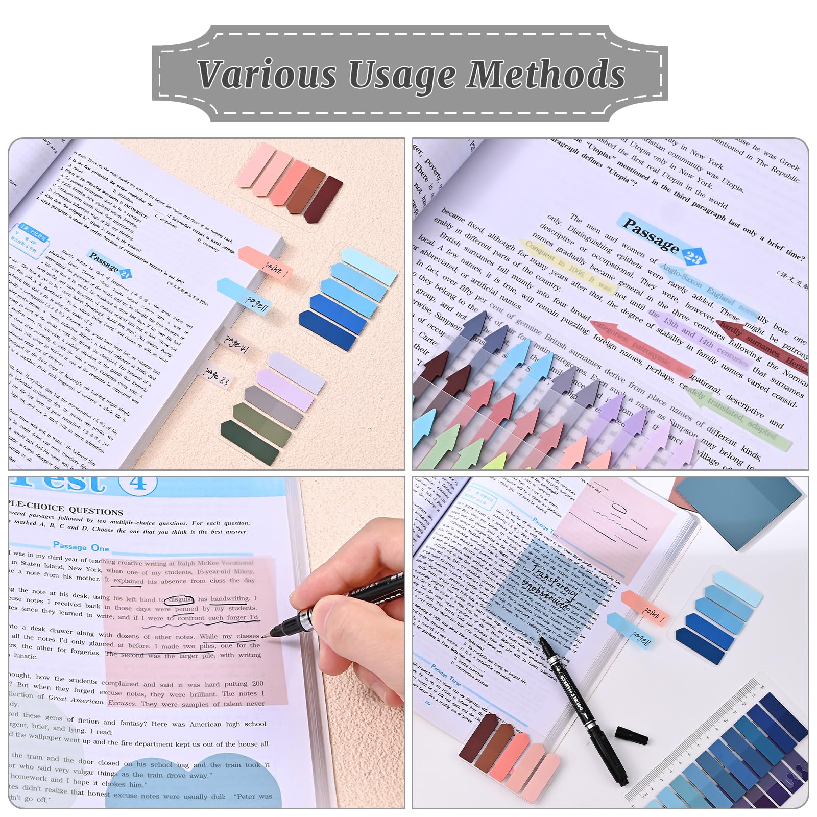 Transparente Haftnotizen, 7,6 x 7,6 cm, ästhetische, klare linierte Haftnotizen mit Stift, Farbverlauf, wasserdicht, selbstklebende Anmerkungsreiter für Bibeljournaling (grün)