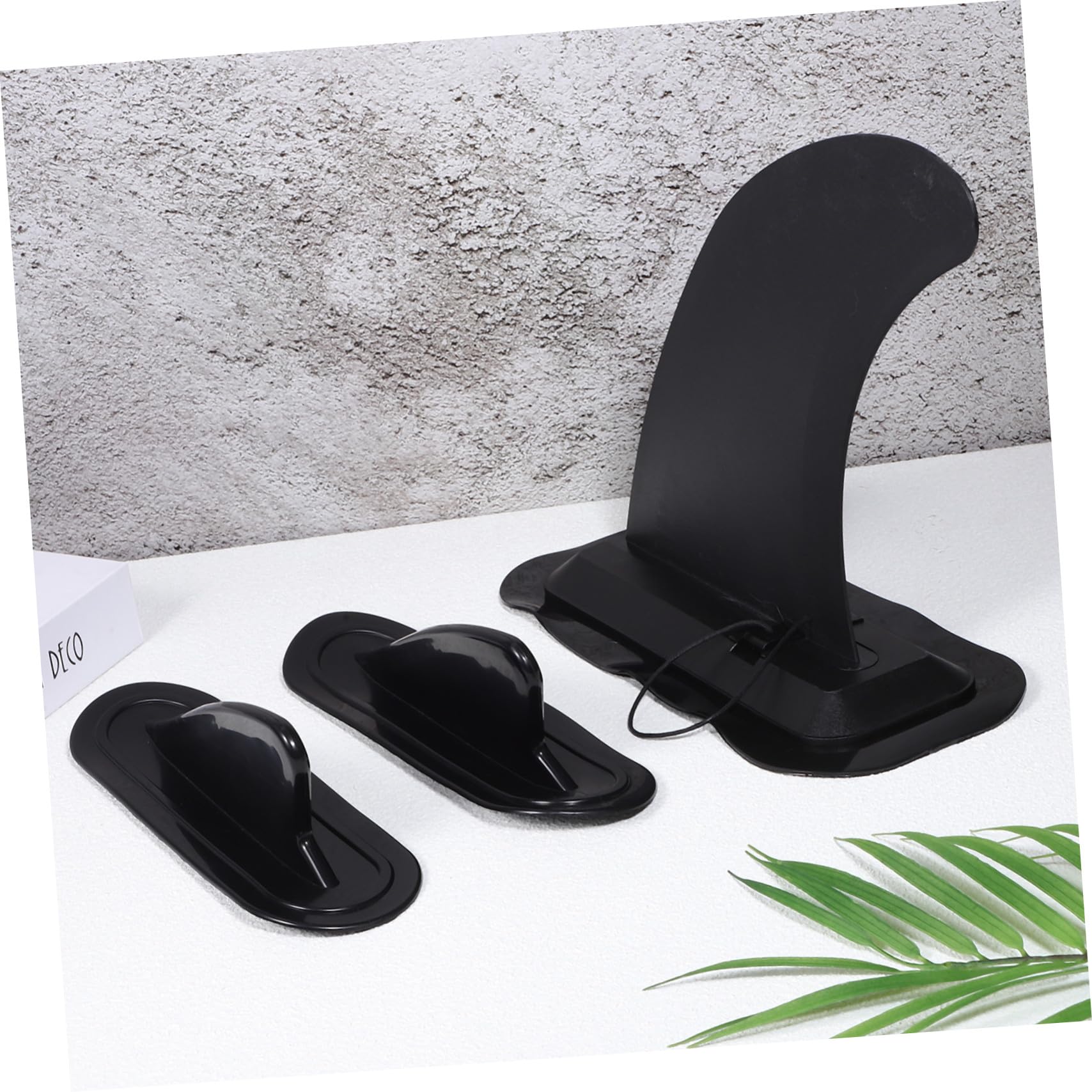 Aileron de Planche de Surf Amovible en PVC Noir 3 Pcs, Aileron de Suivi pour Kayak et Canoë, pour Fête Estivale et Sports de Surf