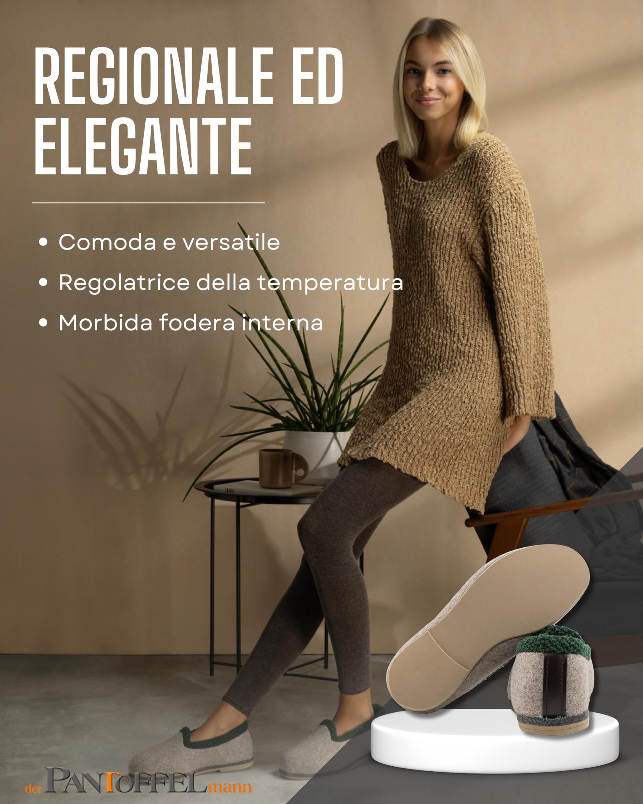 Pantoffelmann Pantofole in feltro con suola in gomma I In feltro di lana al 70% o al 100% I Grigio I Taglie 37-51 I traspiranti e antiscivolo I calde per uomo e donna