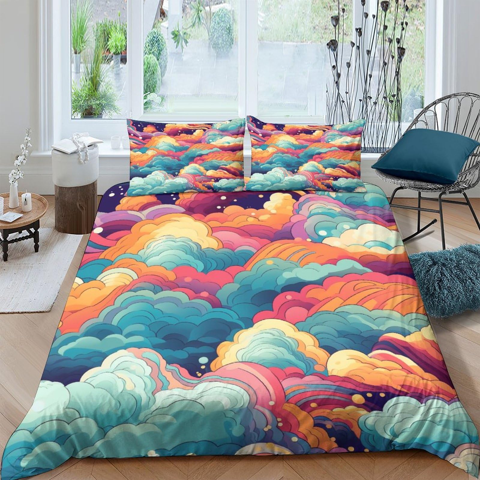 Parure de lit 3D sans repassage en microfile souple avec housse de couette zippée 220x240