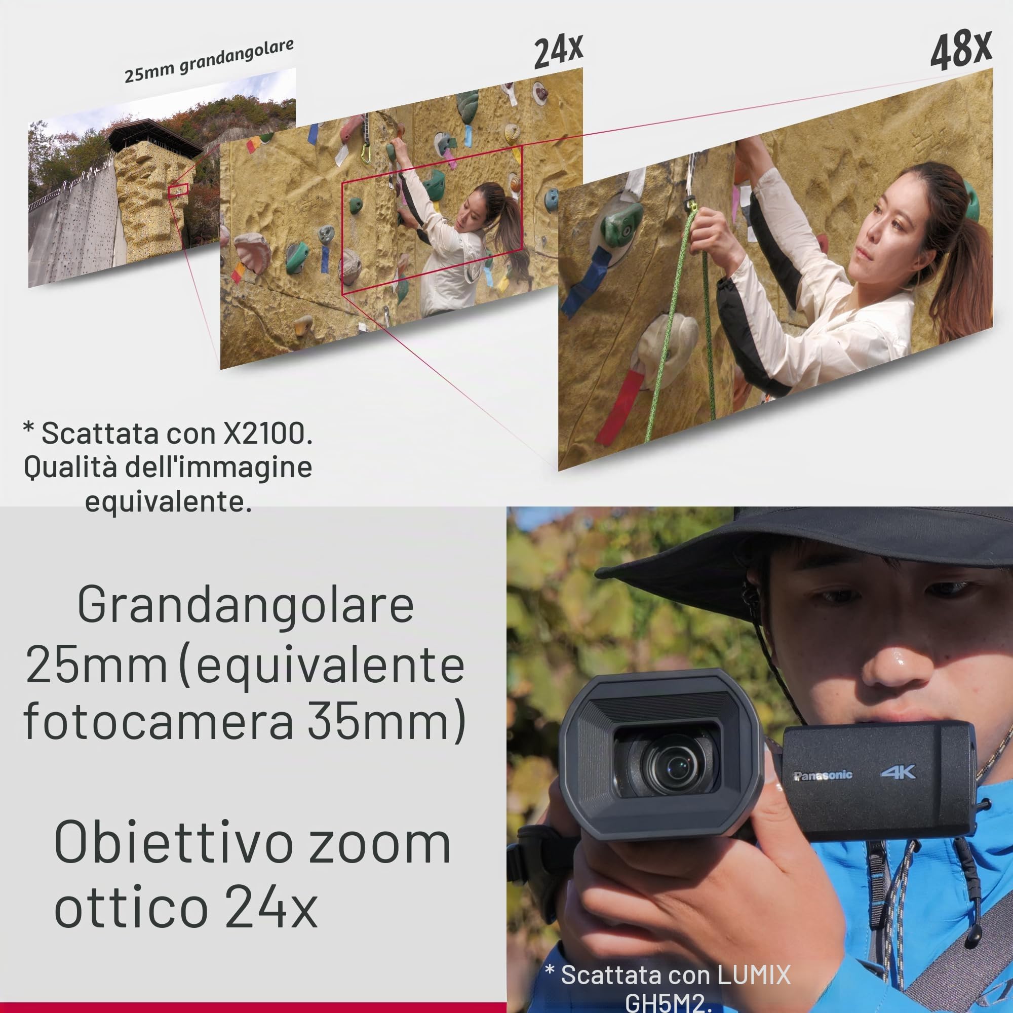 Panasonic HC-X1200E Videocamera Palmare 4K 60p con Obiettivo Grandangolare da 25 mm, Zoom Ottico 24x, OIS Ibrido a 5 Assi, USB PD, Nero