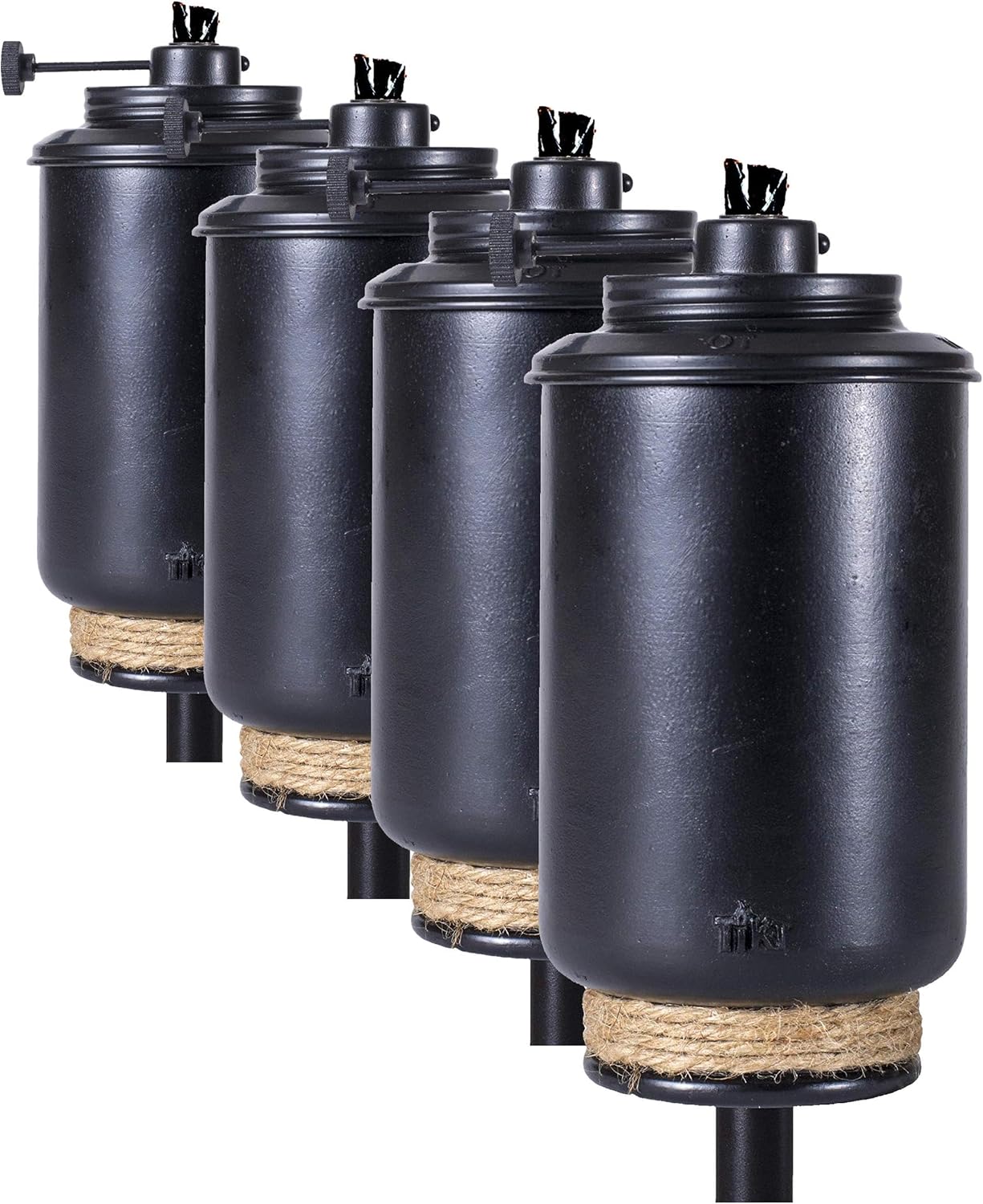 TIKI Adjustable Flame Resin Torch – Black Decorative Outdoor Lighting for Backyard, Lawn, Patio & Garden | 65" | Weather-Resistant | Includes Long-Lasting Wick & Snuffer