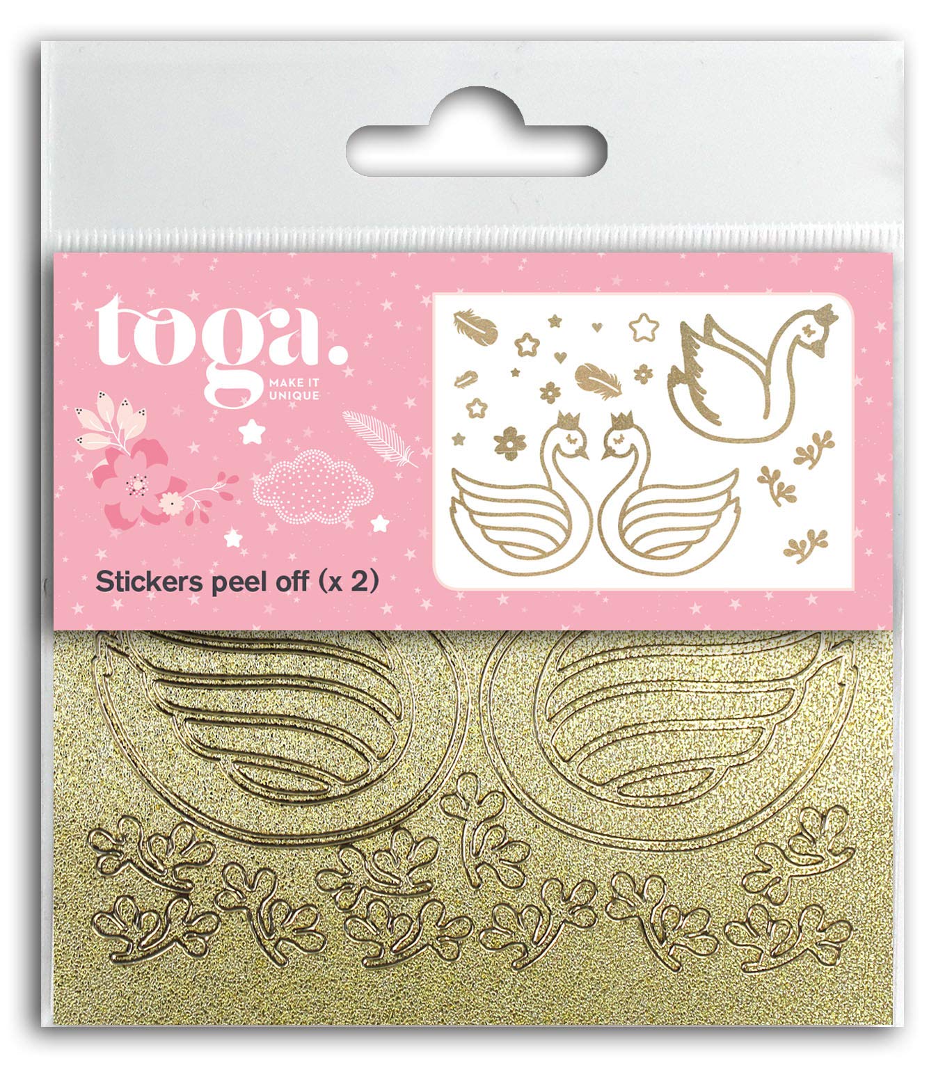 Toga Stickers Peel Off Relief Cigne, Oro Talla Única