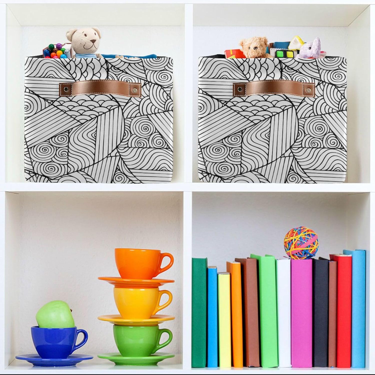 Happy Valentine's Day Monochrome storage baskets, foldable and waterproof cloth baskets with sturdy handle tubs big mini for bedding tool gadget 1 pack