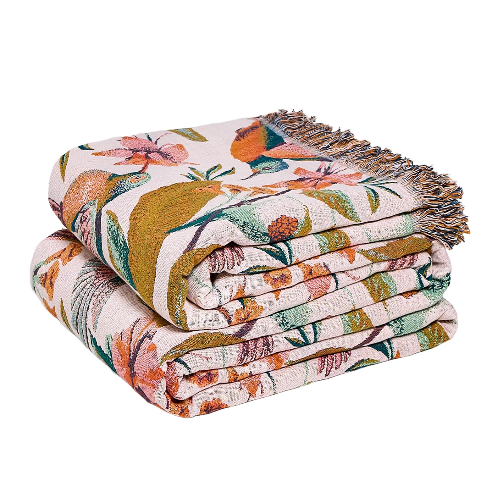 LUTBM Boho Throw Blanket for Bed 60"x80", 100% Cotton Soft Couch Blankets