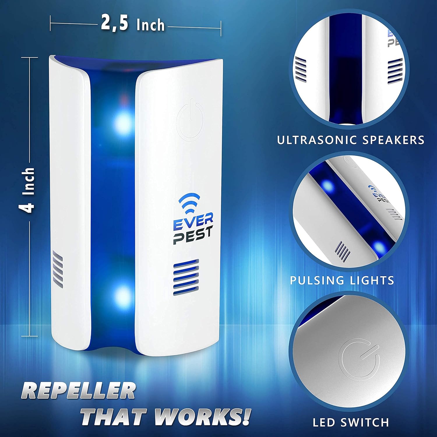 Ultrasonic Pest Repeller Plug in - Electronic Insect Control Defender - Roach Bed Bug Mouse Rodent Mosquito Killer - Indoor Reject Repellent -for Cockroach Ants Mice Fly Rat Bedbug : Health & Household