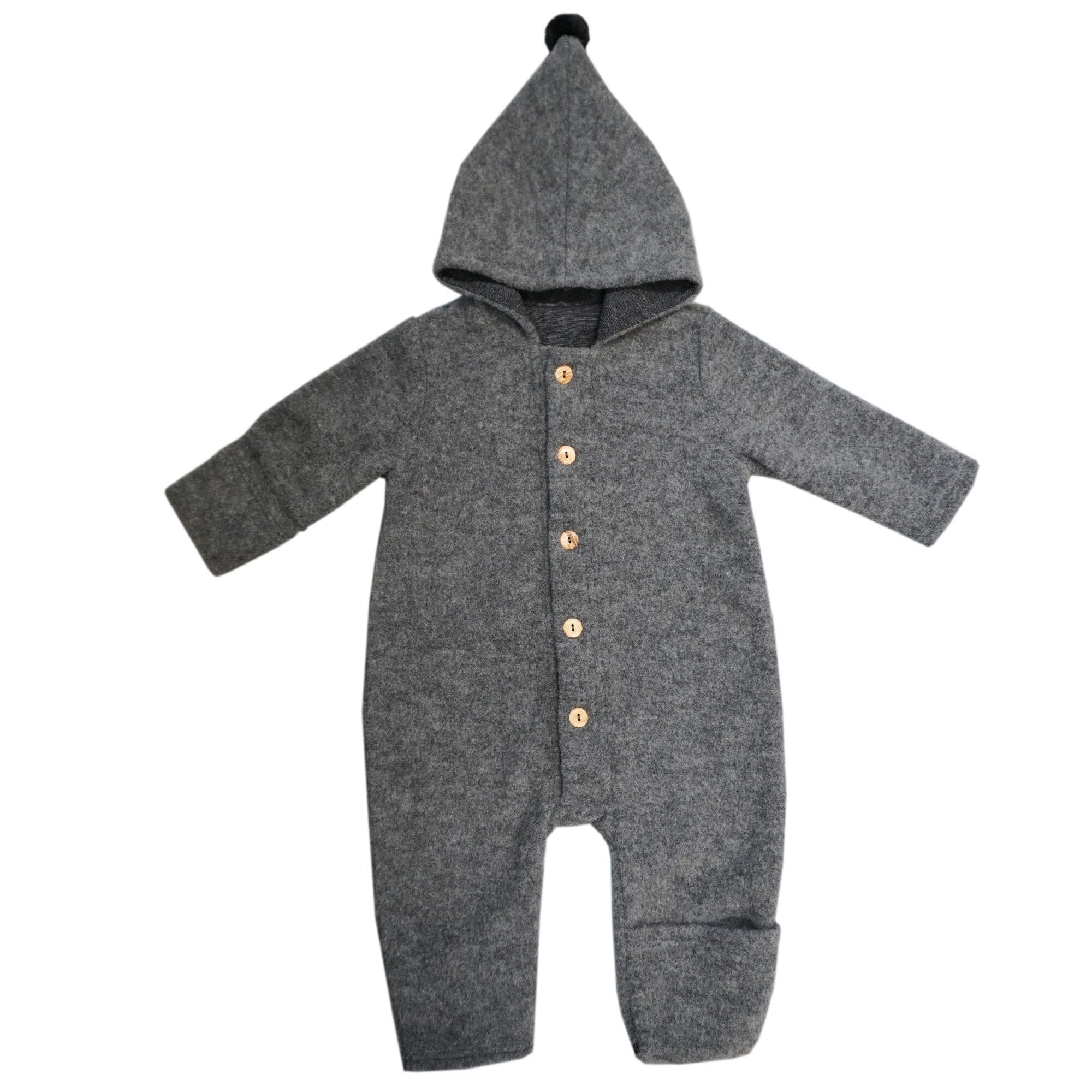 maximo GOTS BABY-Overall, Wollfleece Jerseyfutter, Knöpfe, Pompon Made in Germany Wollfleece
