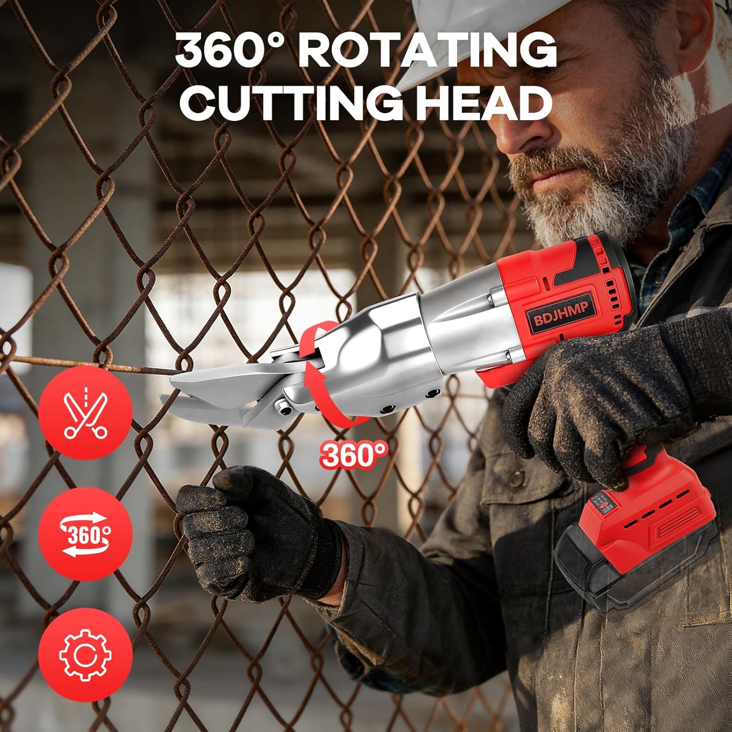 Electric Metal Shears for Milwaukee M18 18V Battery, Cordless Metal Shears 295Ft-Lbs/400Nm Torque Cuts 18GA Material, Metal Cutter, Brushless Scissors for Cutting Stainless Sheet, Iron, Carpet