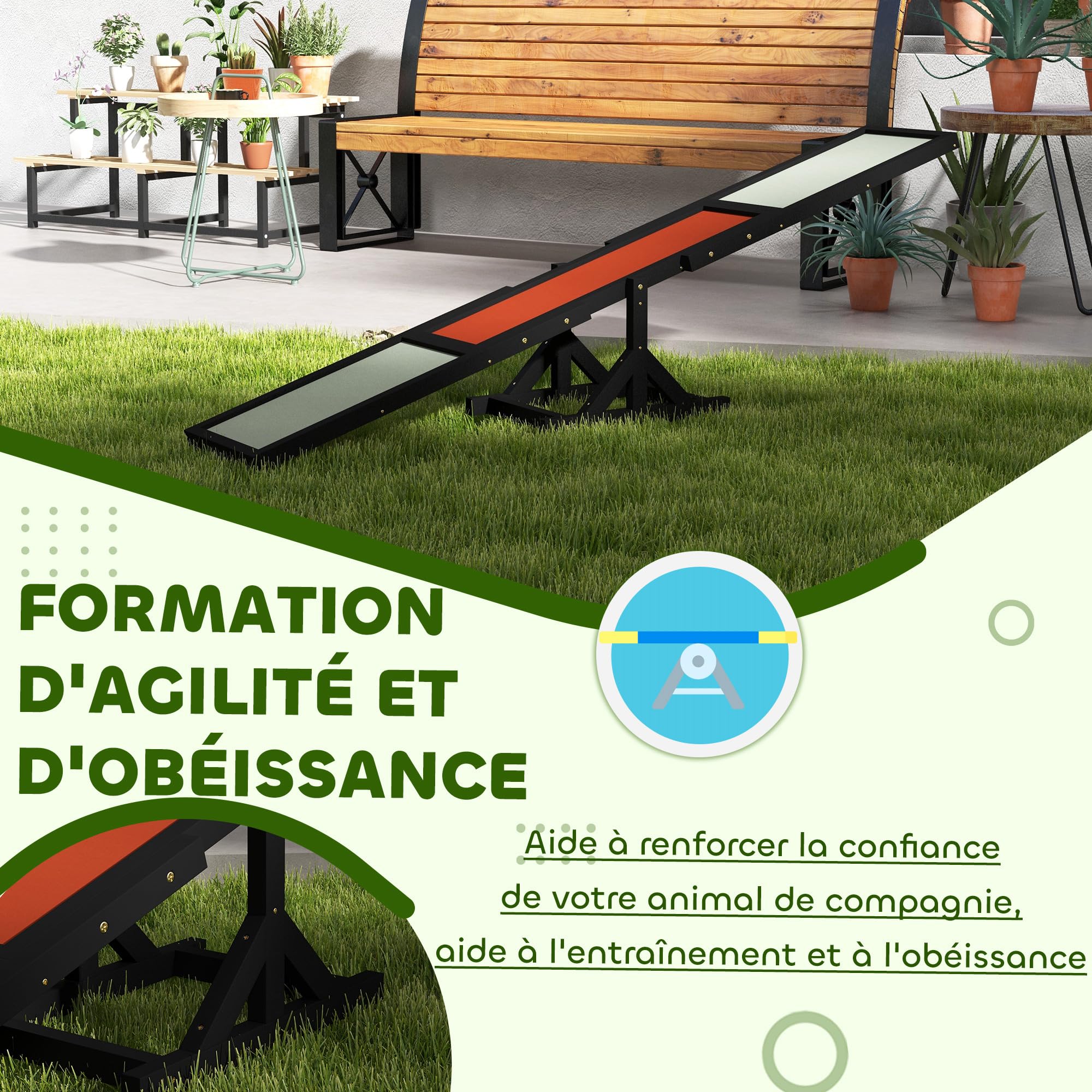 PawHut Agility Sport dla psa Bujany dla Psa Czarny