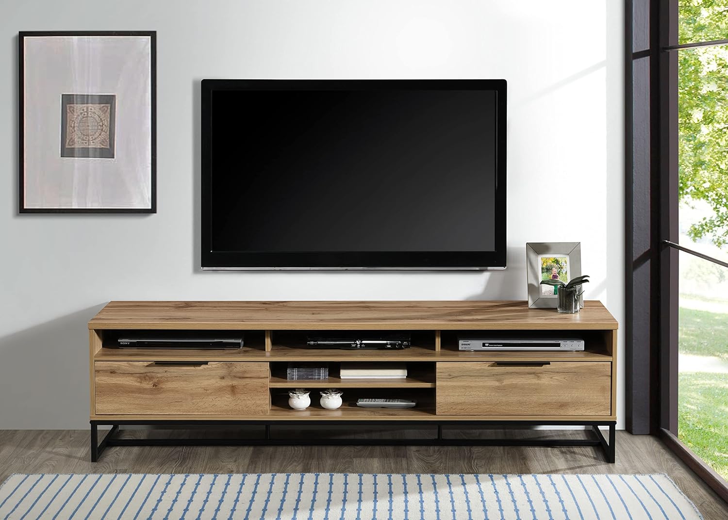 Milton Greens Stars Oak 71" L TV Stand (1x2Tier + 3