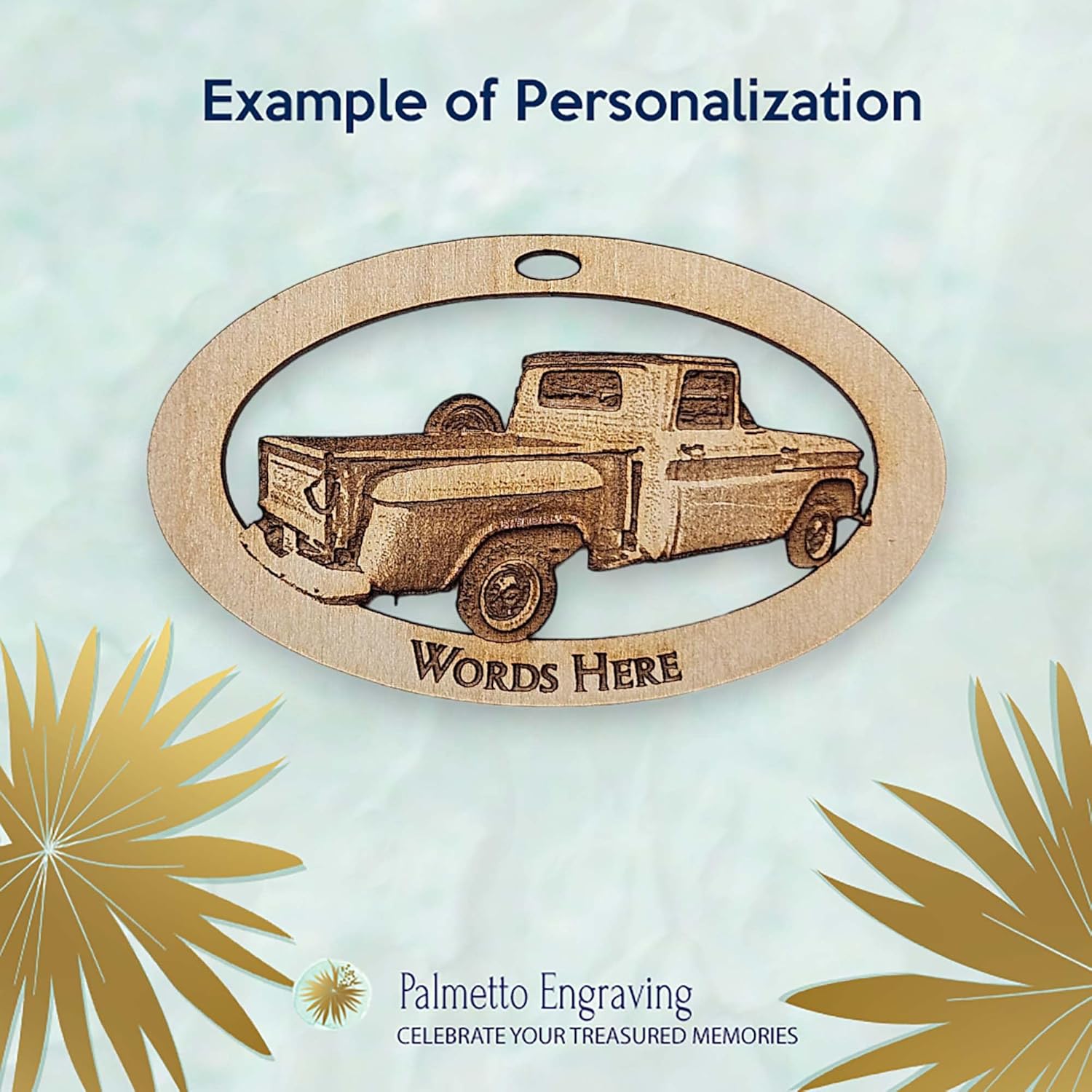 10PK Personalized Chevy Stepside Ornament, Vintage Truck Christmas Decoration, Classic Car Gift for Men, Chevy Truck Keepsake