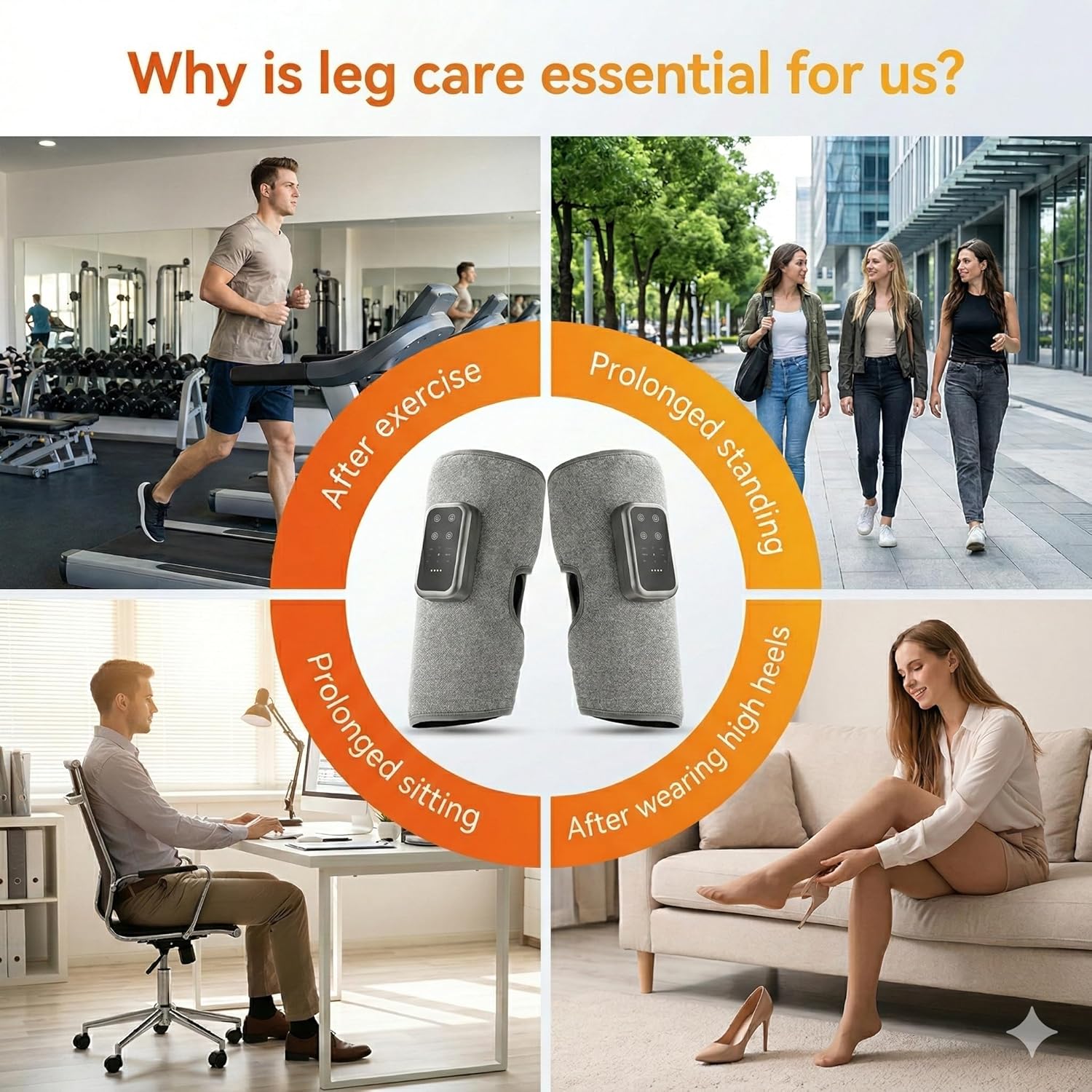 Cordless Leg Massager with Heat and Air Compression, Rechargeable Calf Massager for Daily Relaxation, 3 Modes & Intensities, Gifts for Men, Women, Athletes & Seniors (2 Pack)