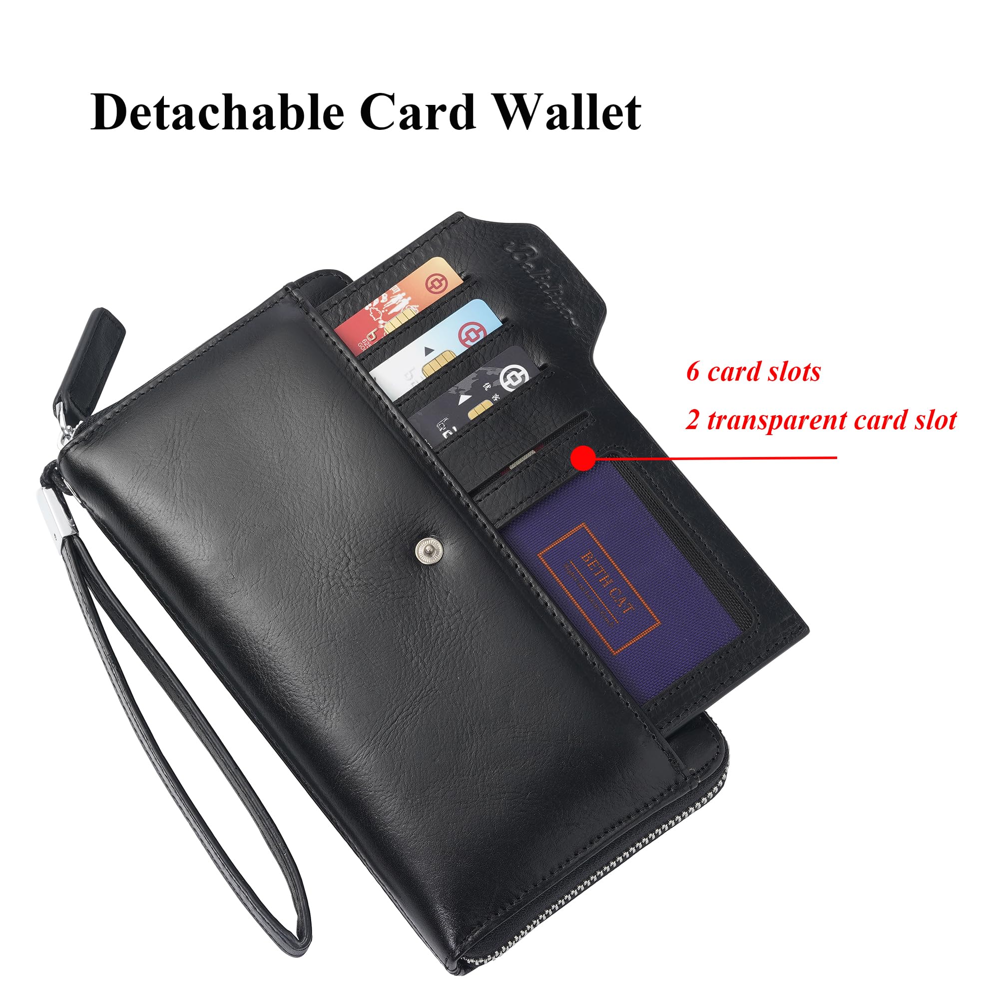 Pochette in pelle per gli uomini portafogli lunghi borsa da polso borsa business cerniera portafogli