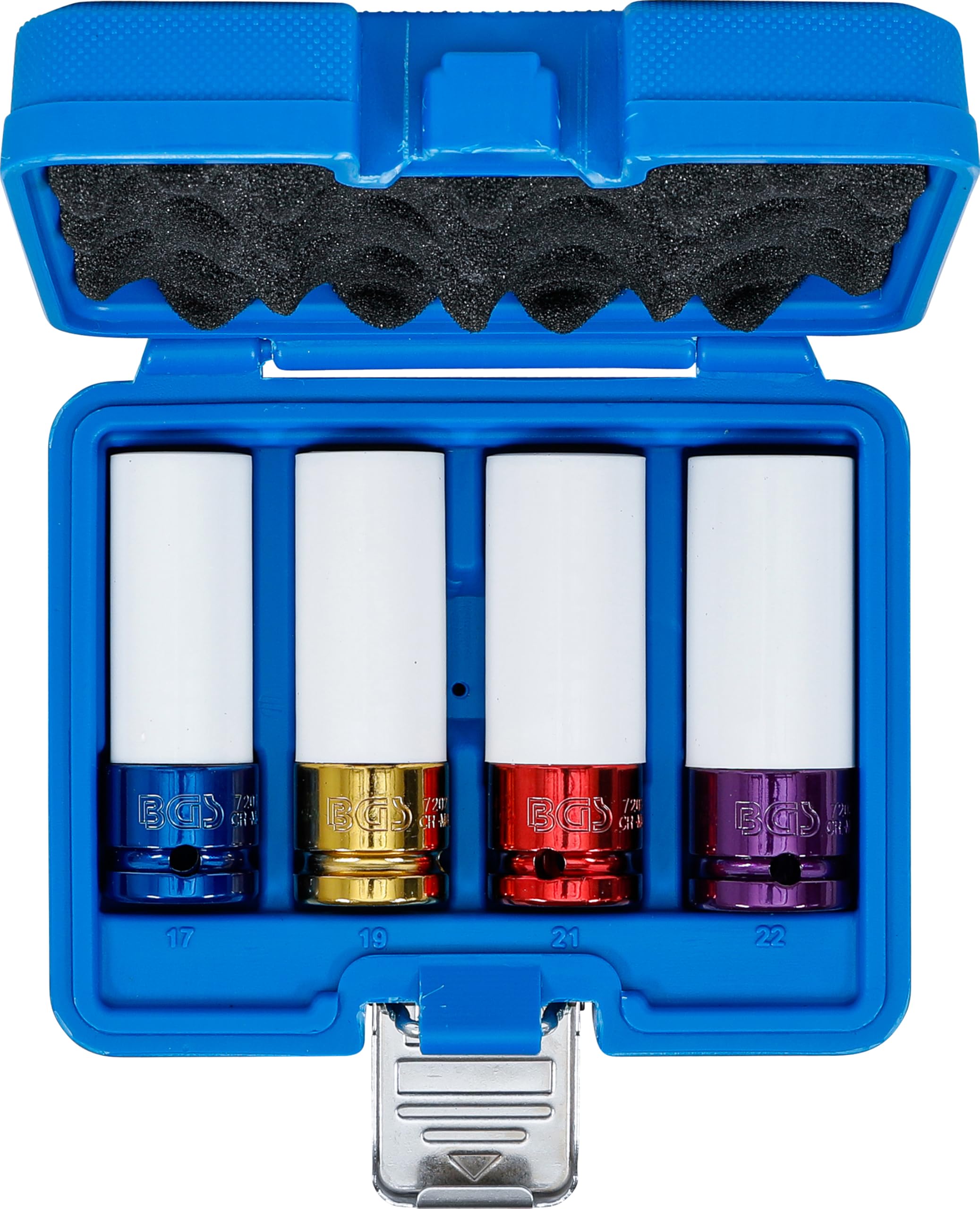 BGS 9847 | Jeu de douilles de puissance avec protection | 12,5 mm (1/2") | 17/19 / 21/22 mm | 4 pièces