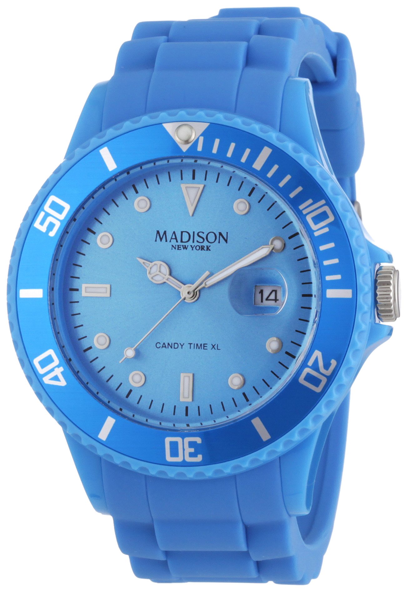New York Candy Time XL Blue Dial Blue Rubber Band Watch [G4167-06]