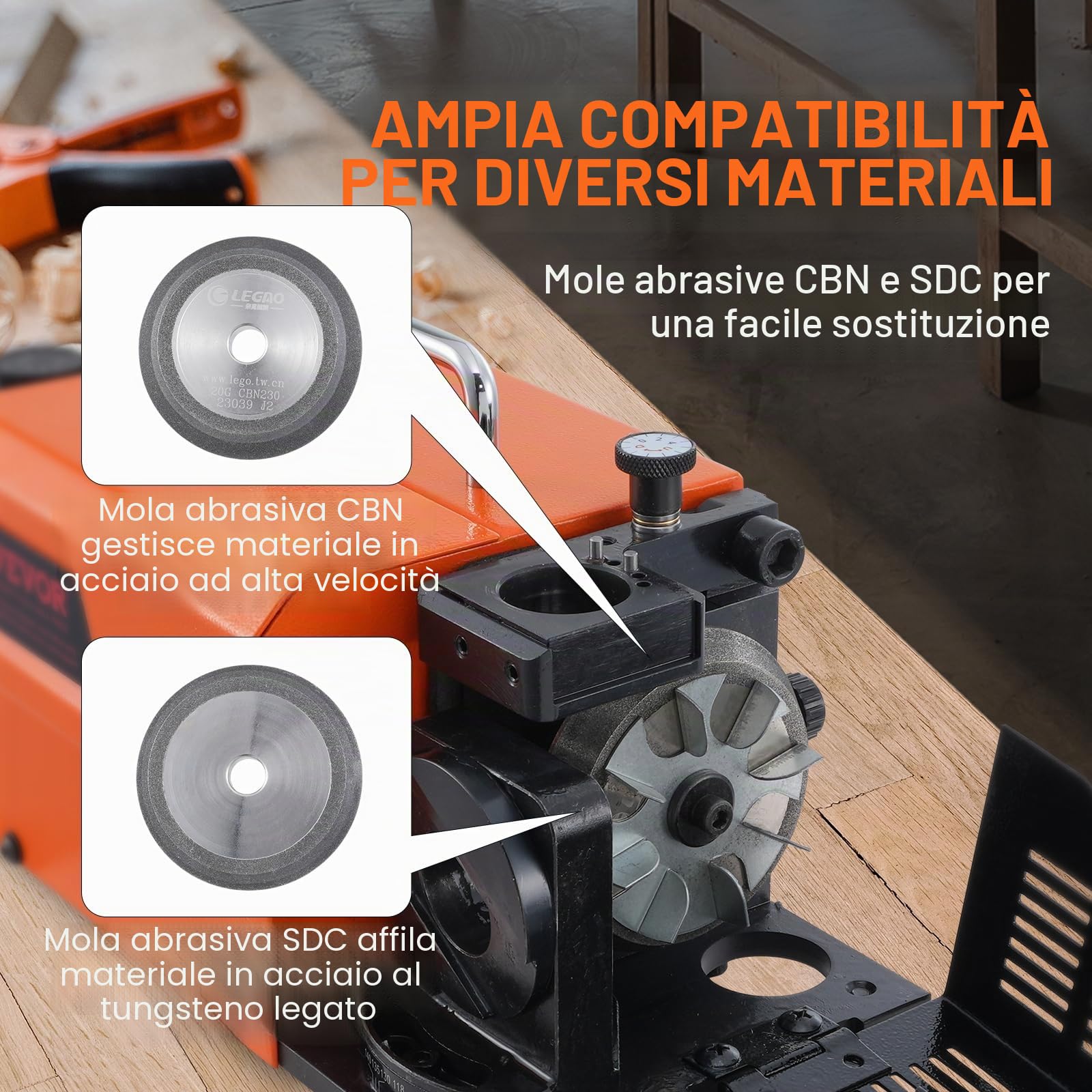 VEVOR Affilatrice per punte da trapano, affilatrice per punte da trapano da 3-13 mm, angolo di rilievo del labbro e angolo di 95°-135°, affilatrice portatile con 11 pinze, ruota CBN e SDC