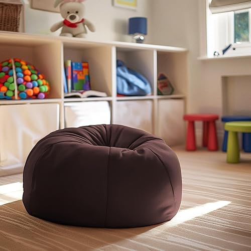 Miniatura 202 de Flash Furniture Dillon - Puf de sherpa, silla clásica recargable para niños y adolescentes, pequeña, natural Negro -,Negro Peludo,Blush