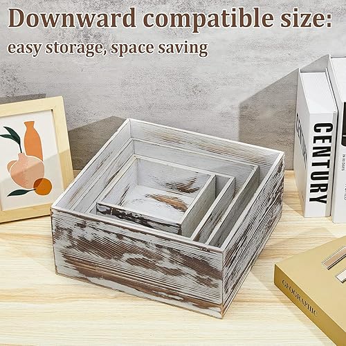 Miniatura 12 de Juexica Juego de 4 soportes de madera para cupcakes, caja apilable de madera, soporte de madera para tartas, postres, bodas, cumpleaños, fiestas