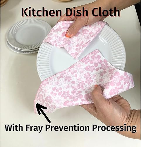 Miniatura 3 de Toalla japonesa Tenugui con procesamiento de prevención de deshilachado, tradicional, hermoso patrón Sakura rosa sobre blanco, 12.99 x 34.64