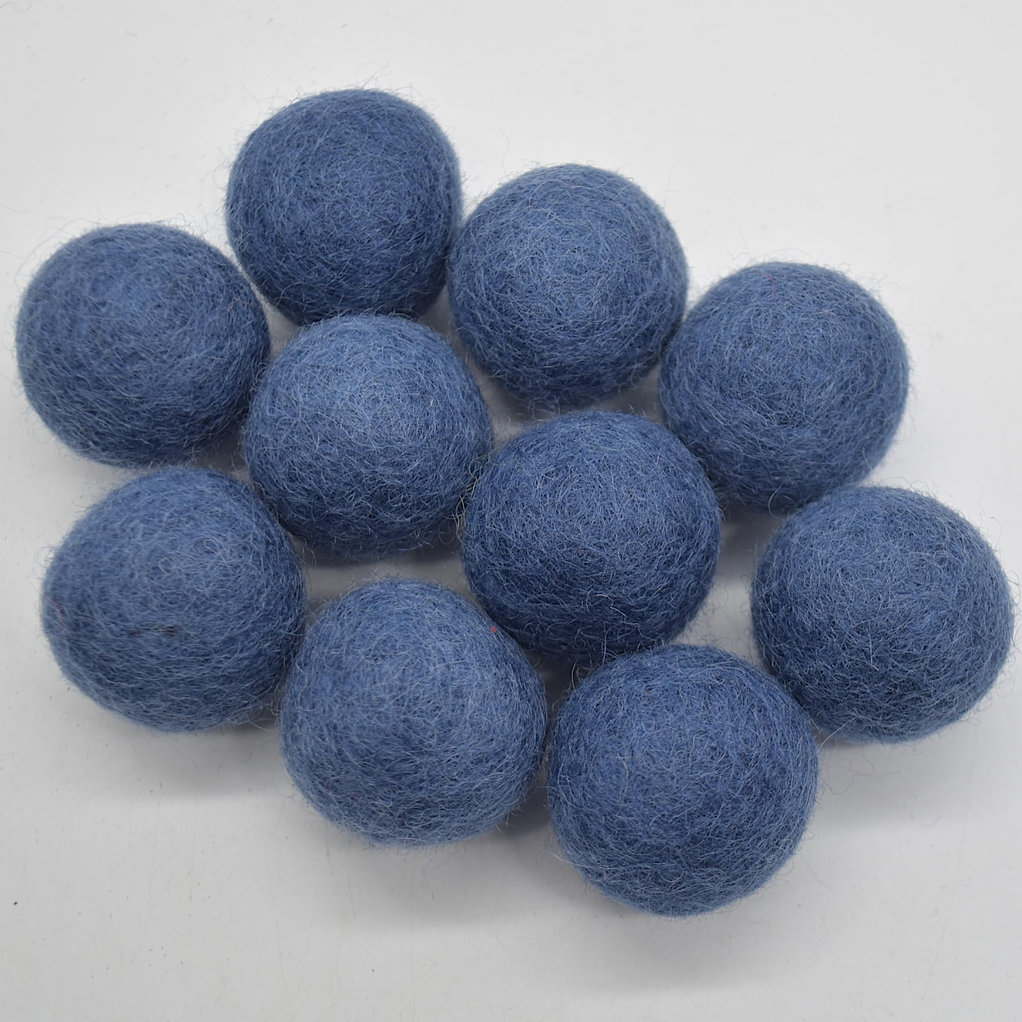 Oriental Direct Smoke Blue 100% Wool Felt Balls - 10 Count - 3Cm