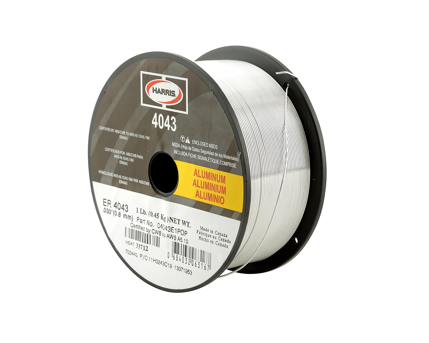 HARRIS 0404327 4043 Aluminum MIG Welding Wire, 3/64" x 16 lb. Spool
