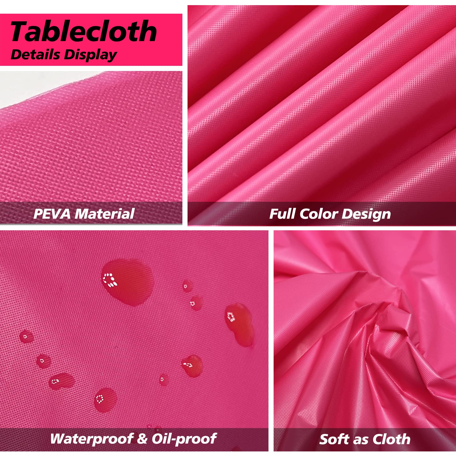 Paquete de 4 manteles de plástico desechables de plástico rosa intenso, para fiestas de niñas, para baby shower, revelación de género, decoración de fiesta de cumpleaños, 54 x 72 pulgadas (rosa