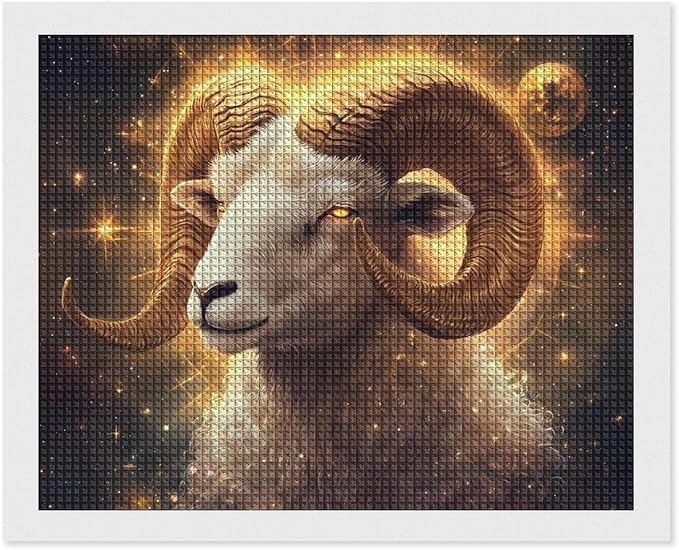 Zodiac Sign Aries Golden Painting Diamond Art Kits for Adults Full Drill Arts Craft Home Wall Decor DIY Gifts