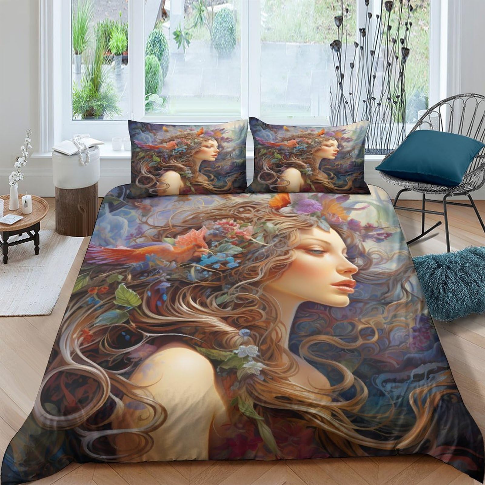 Housse de couette 3D papillon 220x240 cm en microfibre avec taies d'oreiller pour lit King