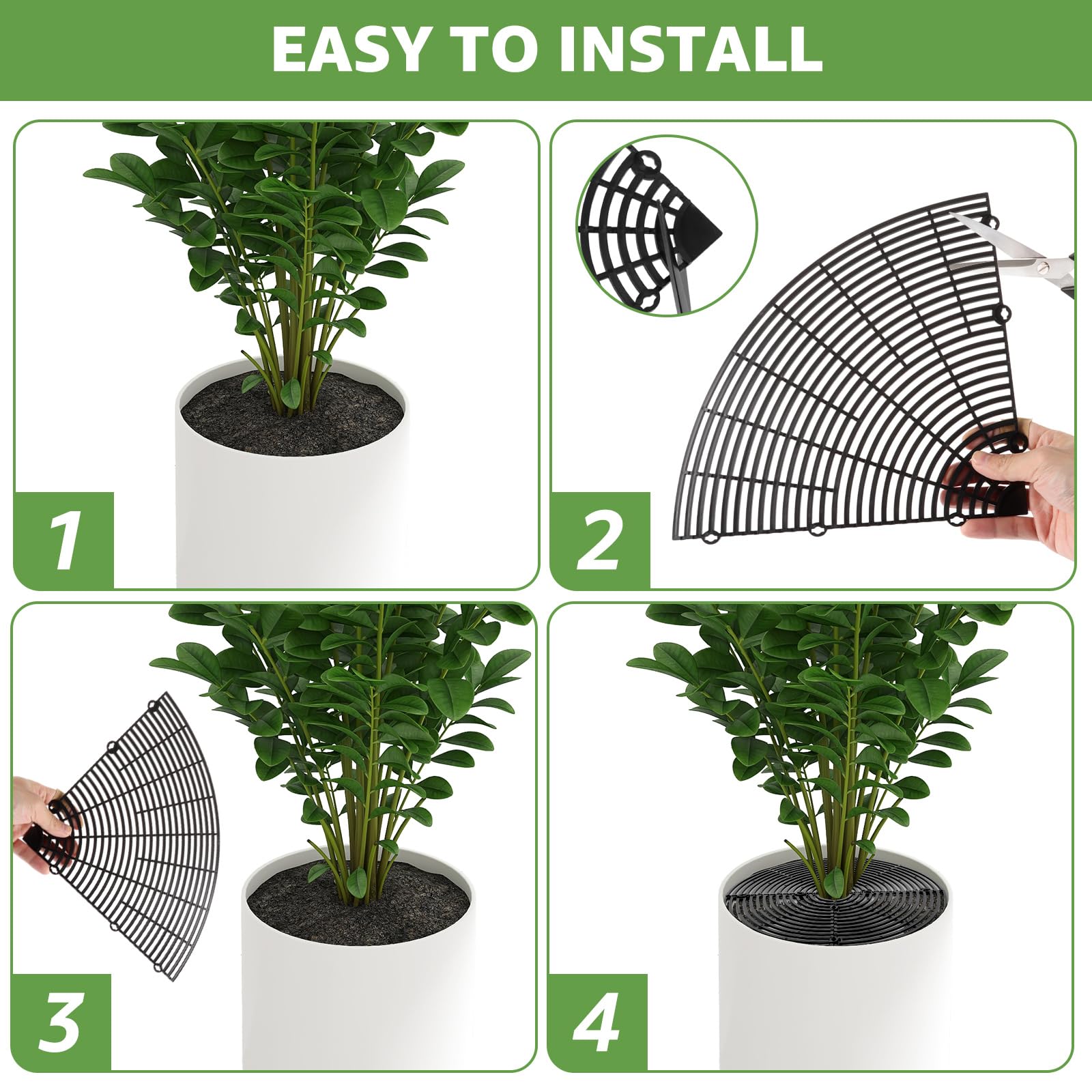 JMIATRY Lot de 5 grilles de protection pour pots de fleurs, 30 cm + 52 cm, protection contre les animaux et les enfants, noires