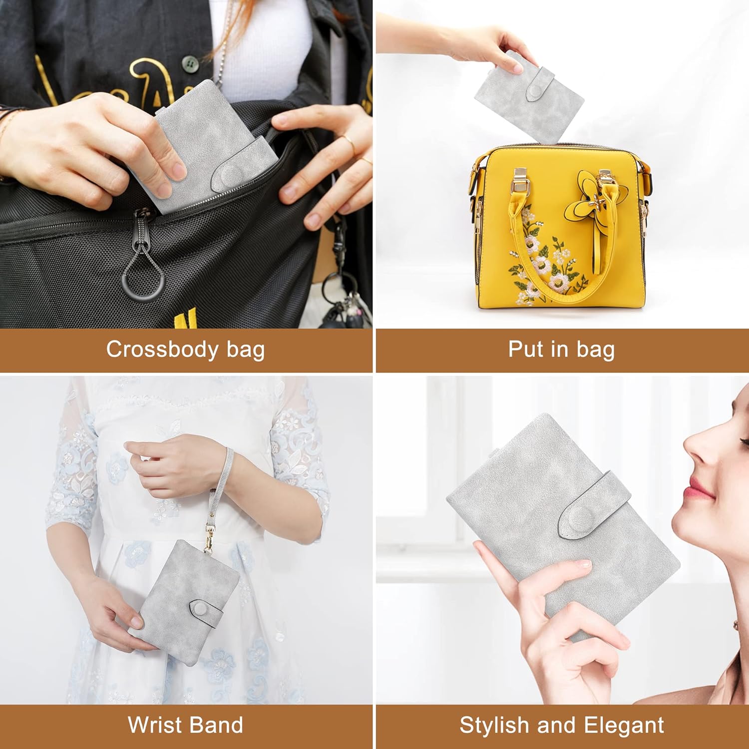 CONISY Small Wristlet Wallets for Women, Leather Bifold RFID Wallet with ID Window Zipper Coin Purse | Small, Bifold, RFID Wallet, with ID Window, Zipper, Coin Purse - Image 8