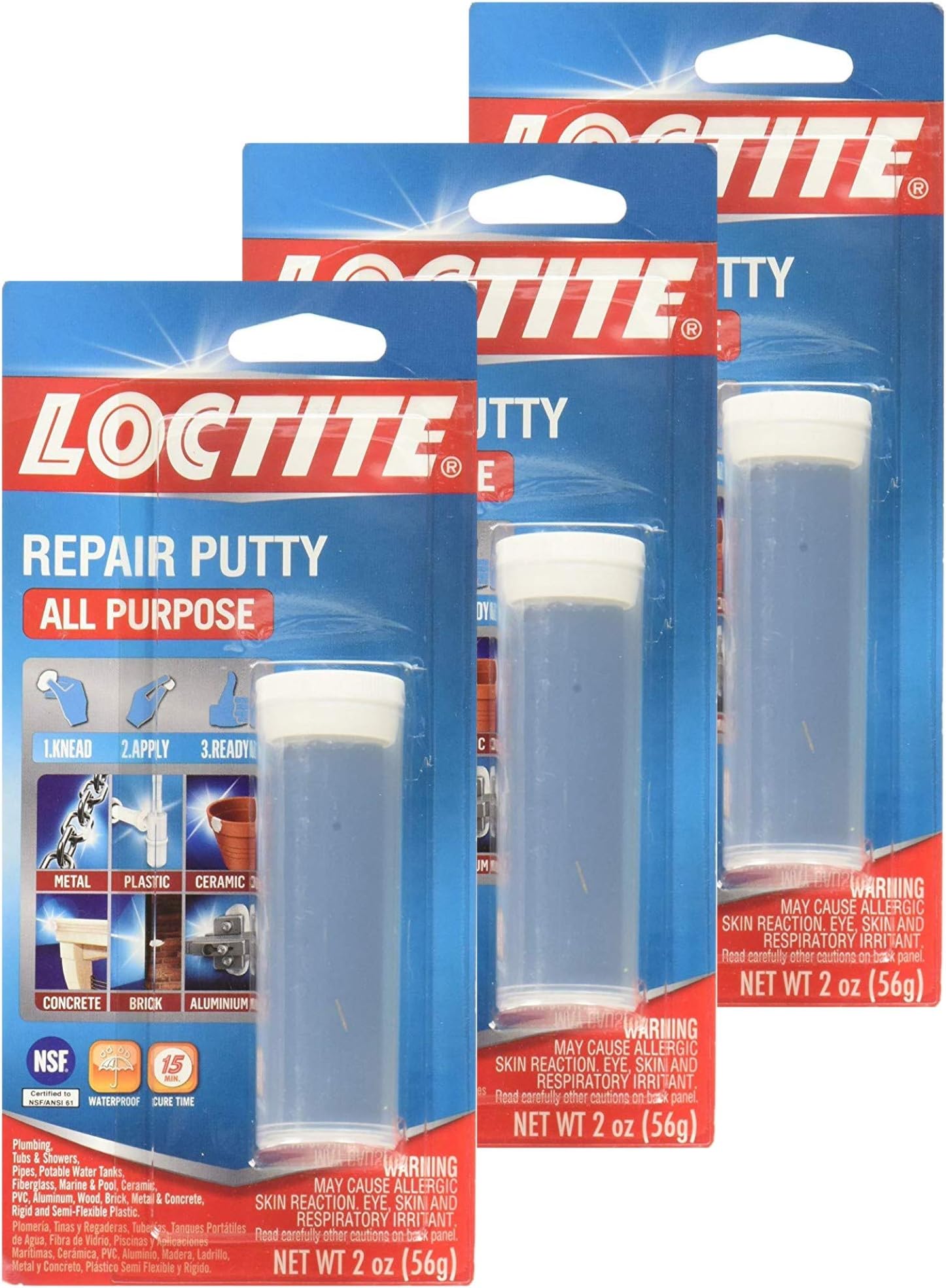 Loctite 1999131 All Purpose Repair Putty, 2 Ounces 3 Pack