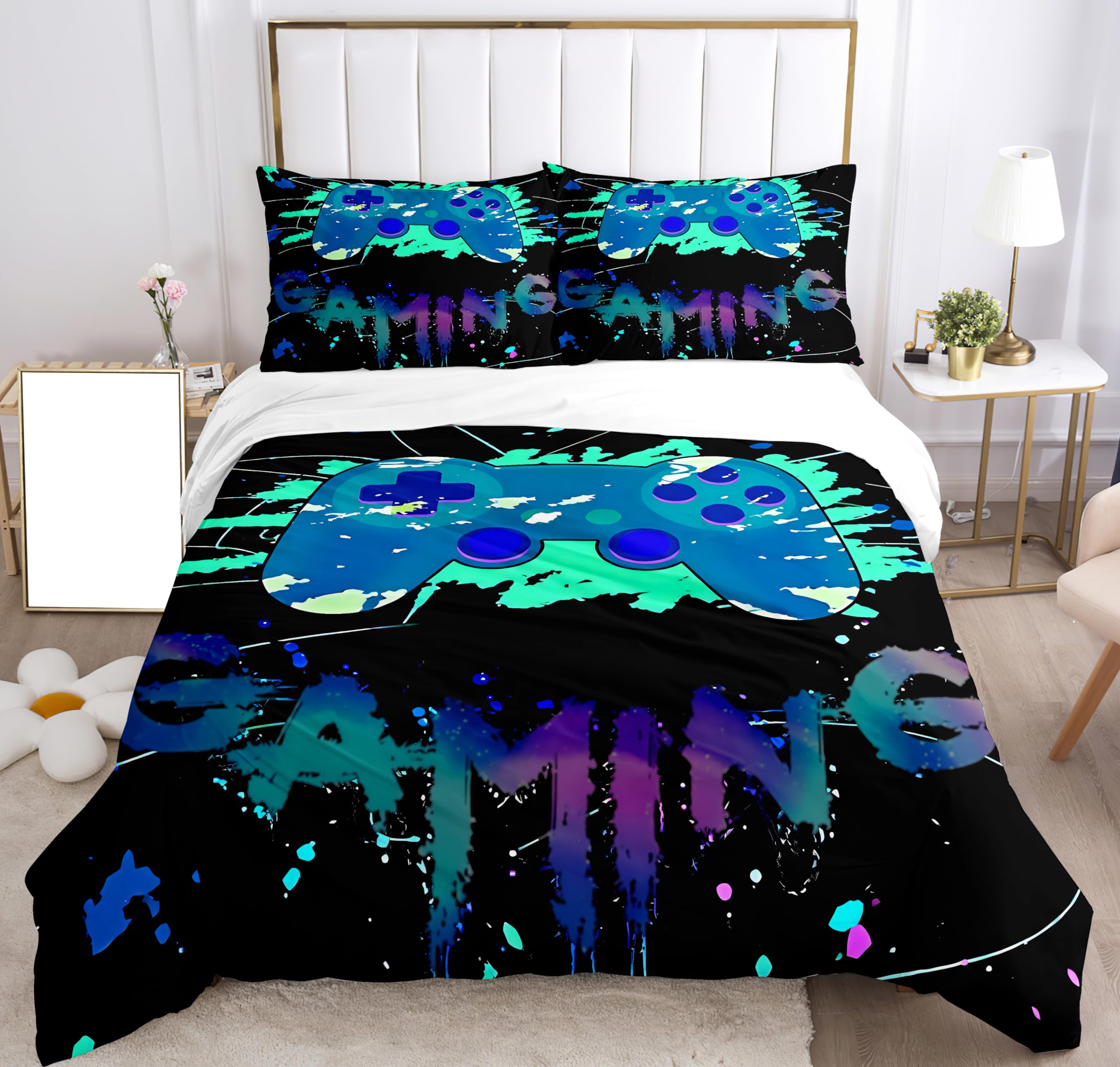SHUAIG Children's Gamepad Bed Linen Set, Boys' Gamepad Bedding Set, 3D Effect Gamepad Print