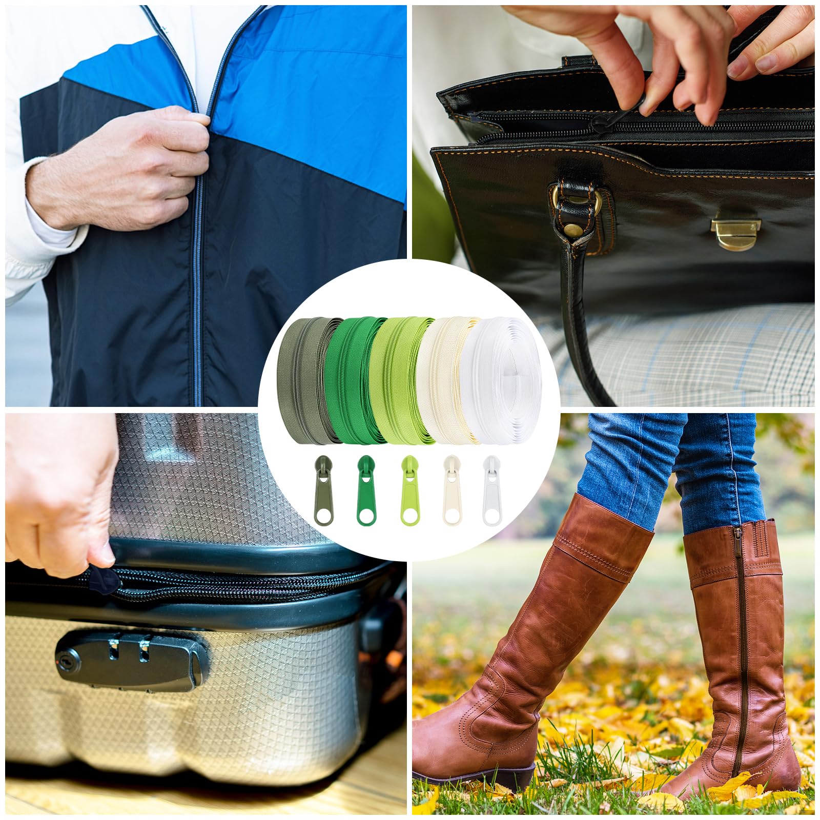 DOITEM Cerniere In Nylon Senza Fine - 5 Colori Vivaci Per Cucito Fai Da Te, Con Tiretto Metallico - Foto 7