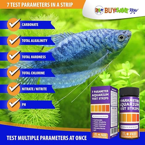 Miniatura 5 de Tiras de prueba de acuario 7 en 1. Tira de prueba de agua de pescado. Kit de prueba de agua dulce para betta y acuapónica marina. Kit de prueba de