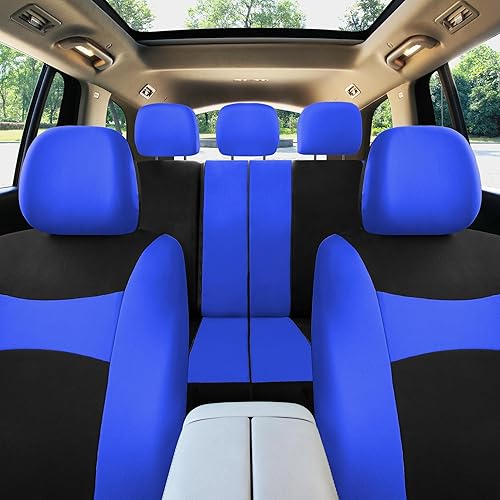 Miniatura 5 de Fundas para asientos FH GROUP FH-FB030115 de tela liviana y aireada, con división para airbag, set combinado mentanegro funda de volante,