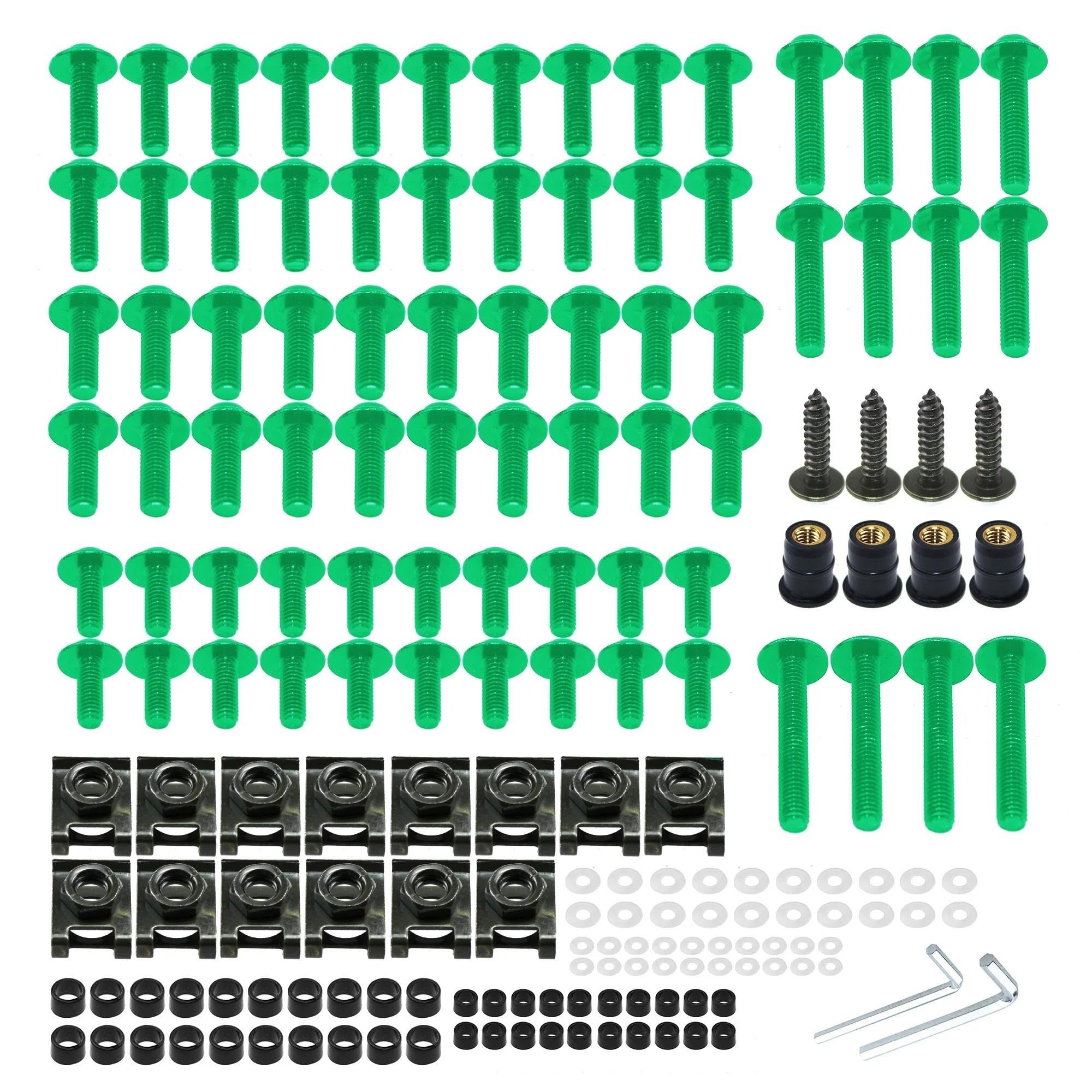 177pcs Fairing Bolts Motorcycle Screws Body Nuts For Z750 For Z900 For Z1000 For Z800 For Versys 650 For Er6n CNC Alloy(Green)