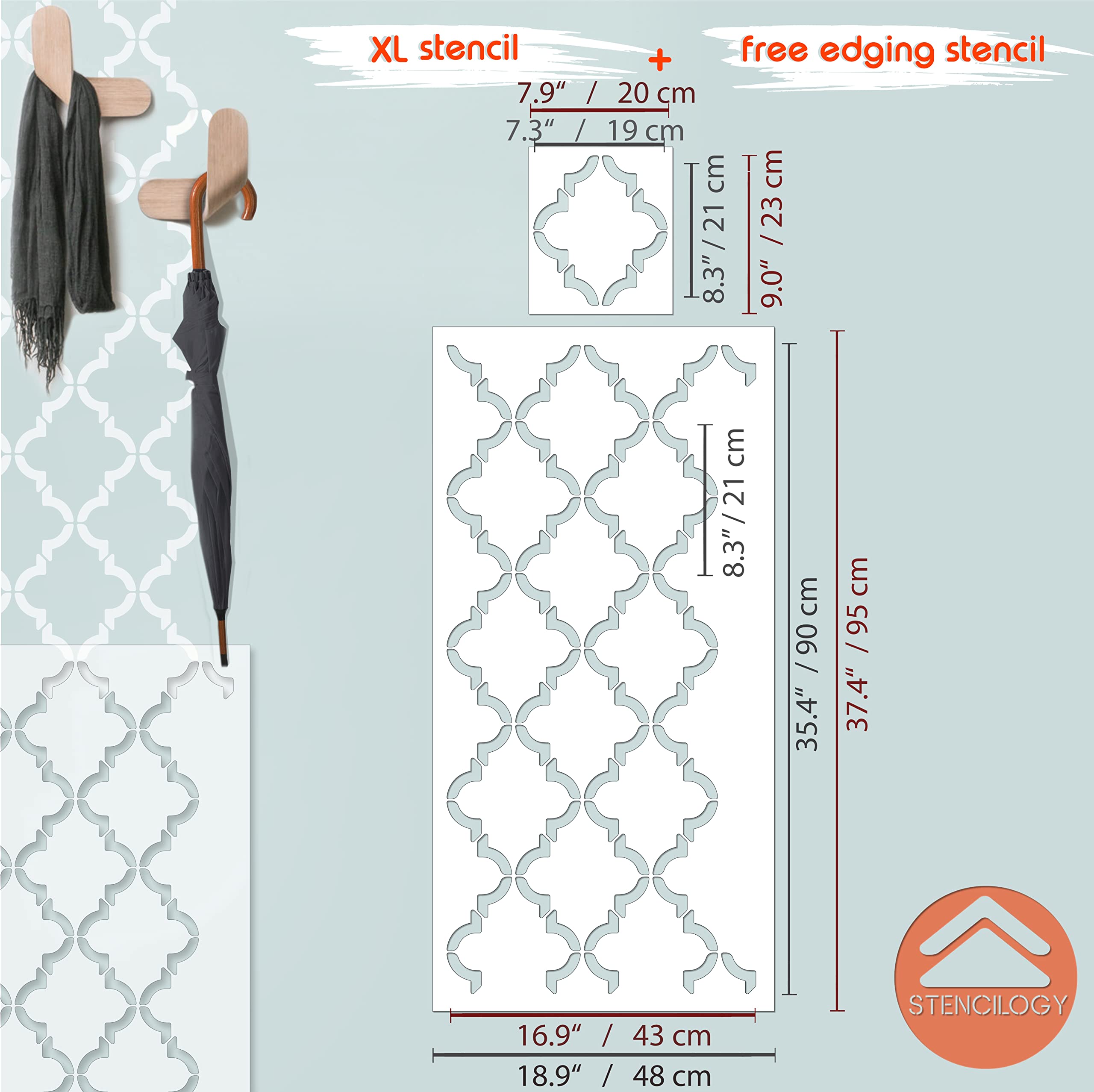 Buy STENCILOGY® / Firat 19" x 38" XL Wall Stencil, Moroccan Stencil