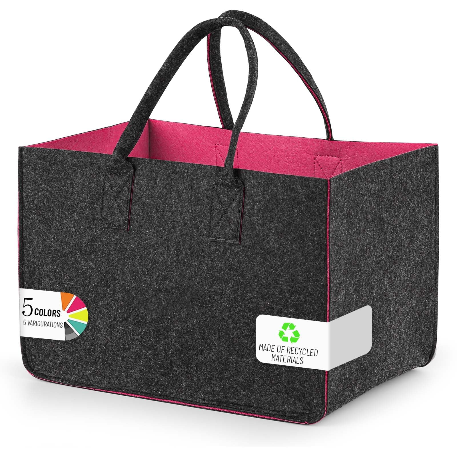 Sinand 30L Einkaufskorb, Einkaufstasche mit Henkel, Robust/Gut Verarbeitet/Faltbar Die Filztasche Storage für Outdoor Trips, Picknick, Einkaufen Außen