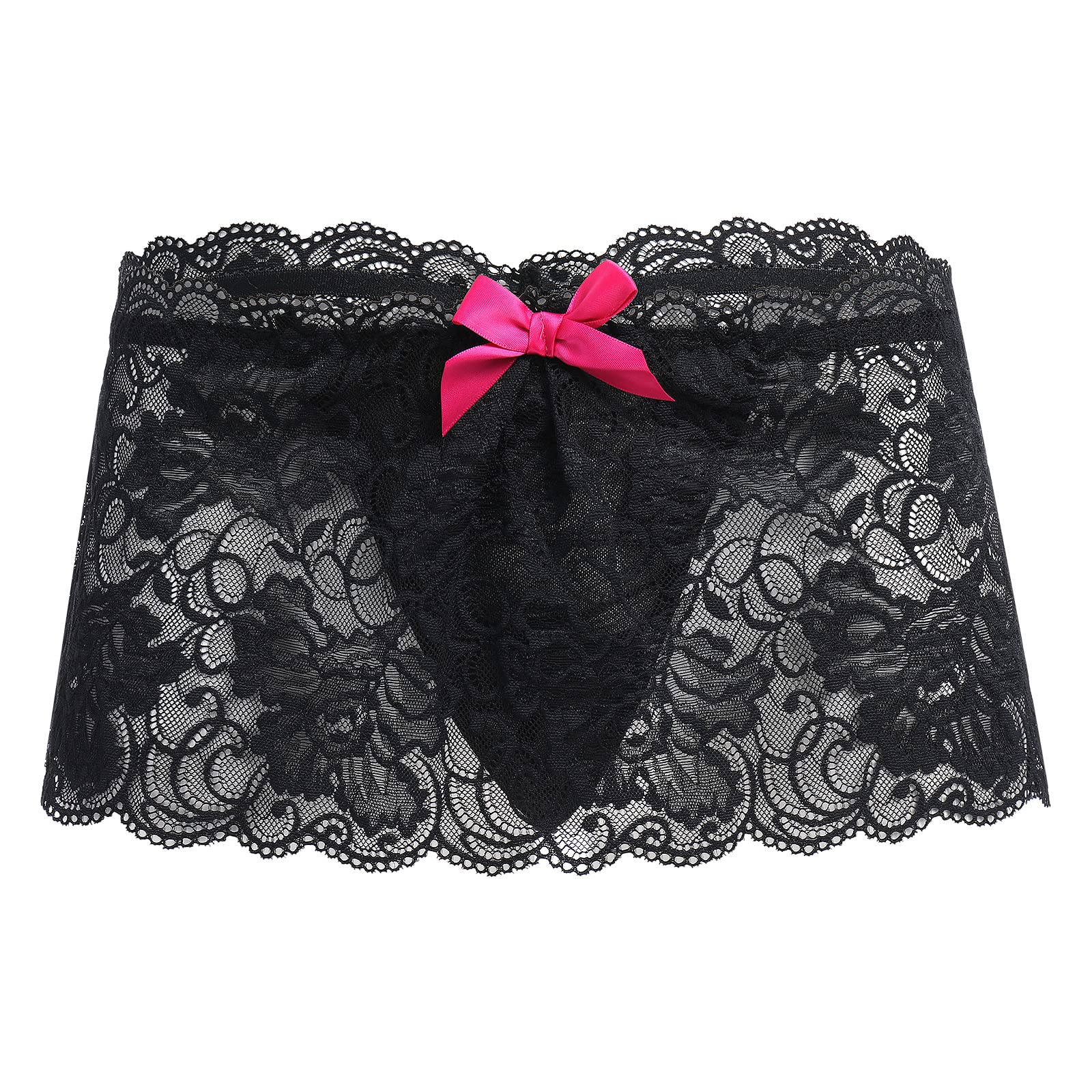 ABAFIPMen Sissy Skirted Panties Lace Thongs Sheer Mesh G-string Underpants Crossdressing Lingerie Underwear