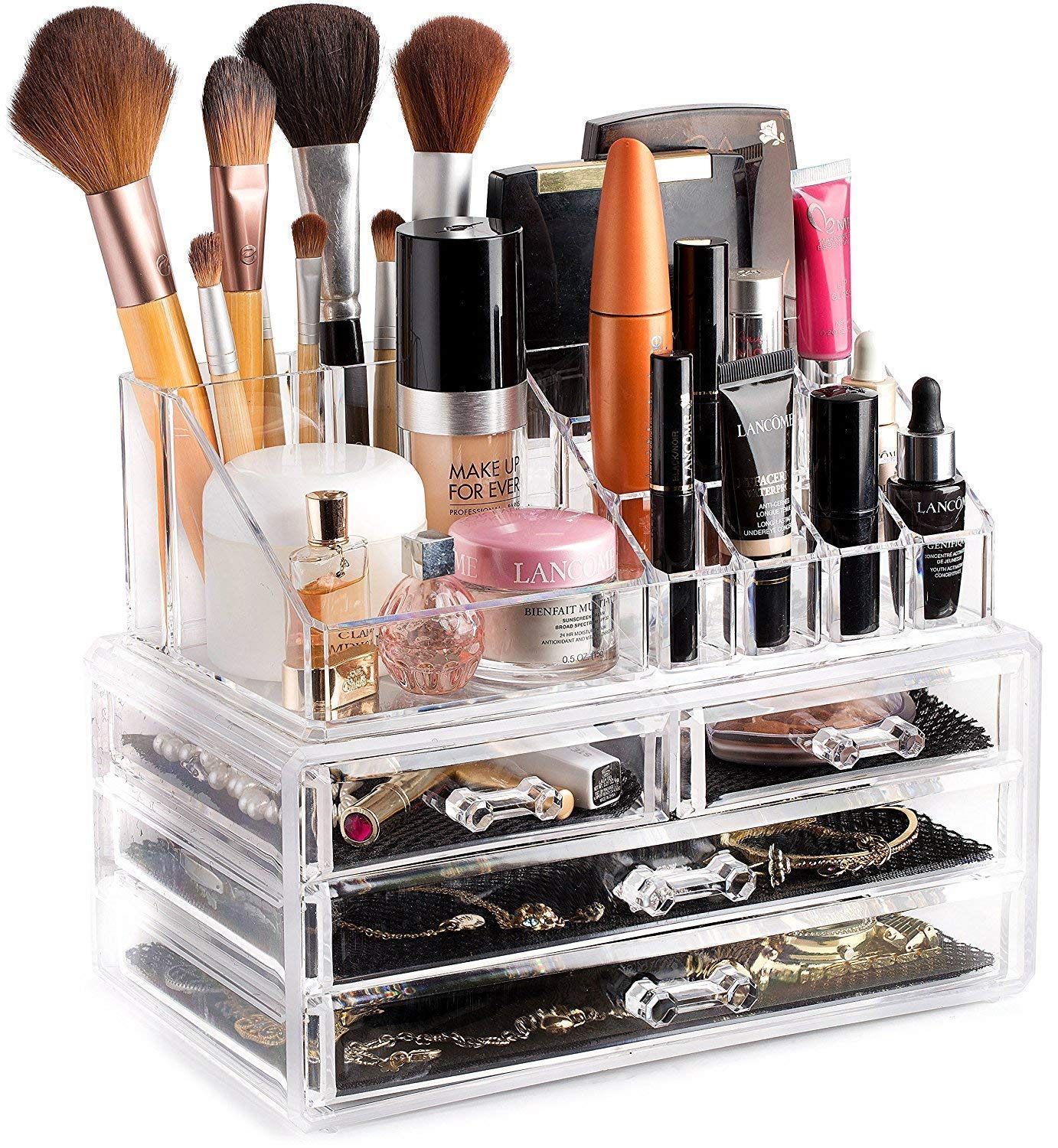 4-Drawer Makeup Organizer & Cosmetic Storage Case | Large Capacity Multi-Compartment Vanity Box with Transparent Drawers & Top Skincare Display Stand for Dressing Table & Bathroom-image-23