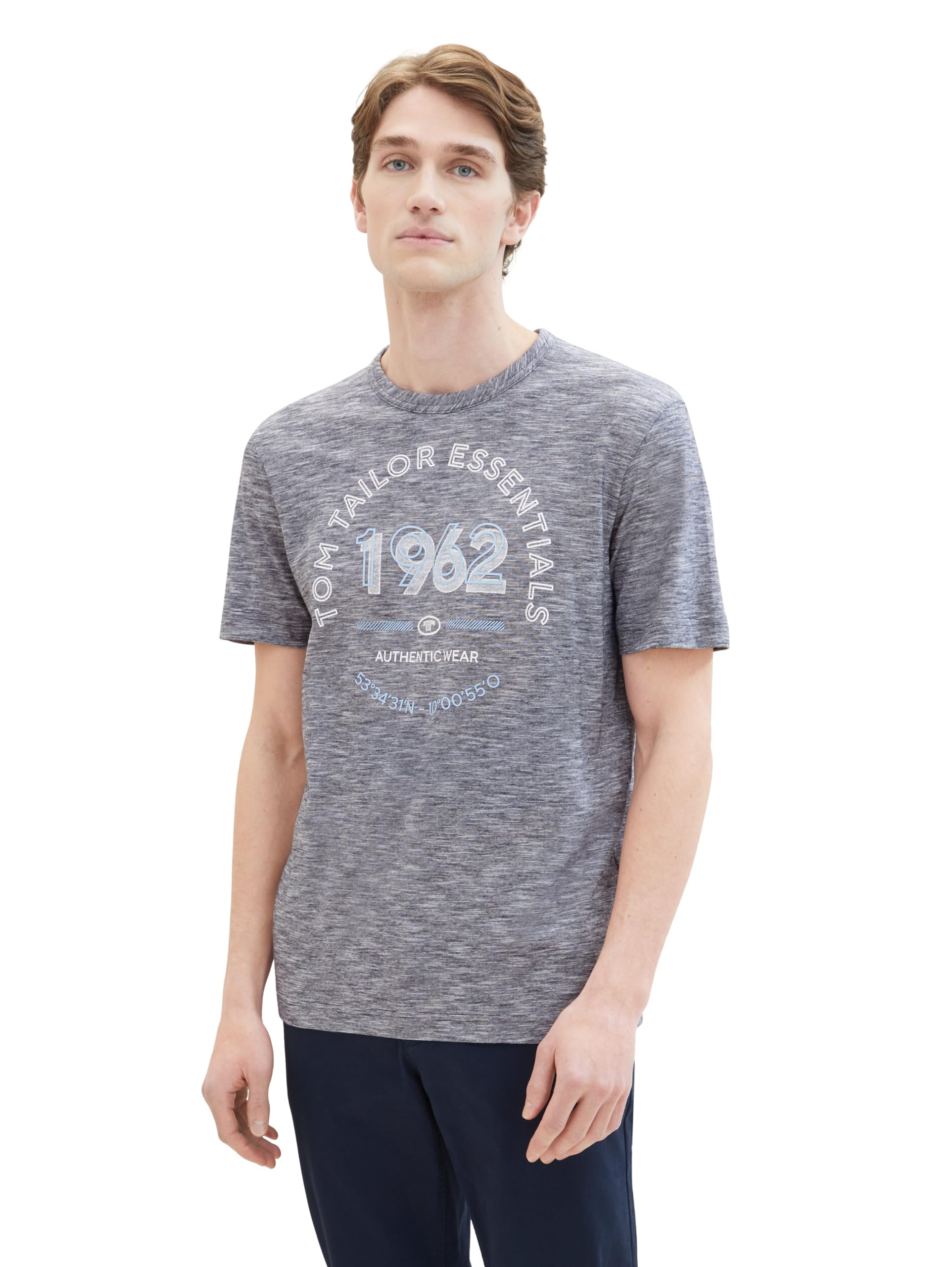 TOM TAILOR Herren Basic T-Shirt mit Logo-Print