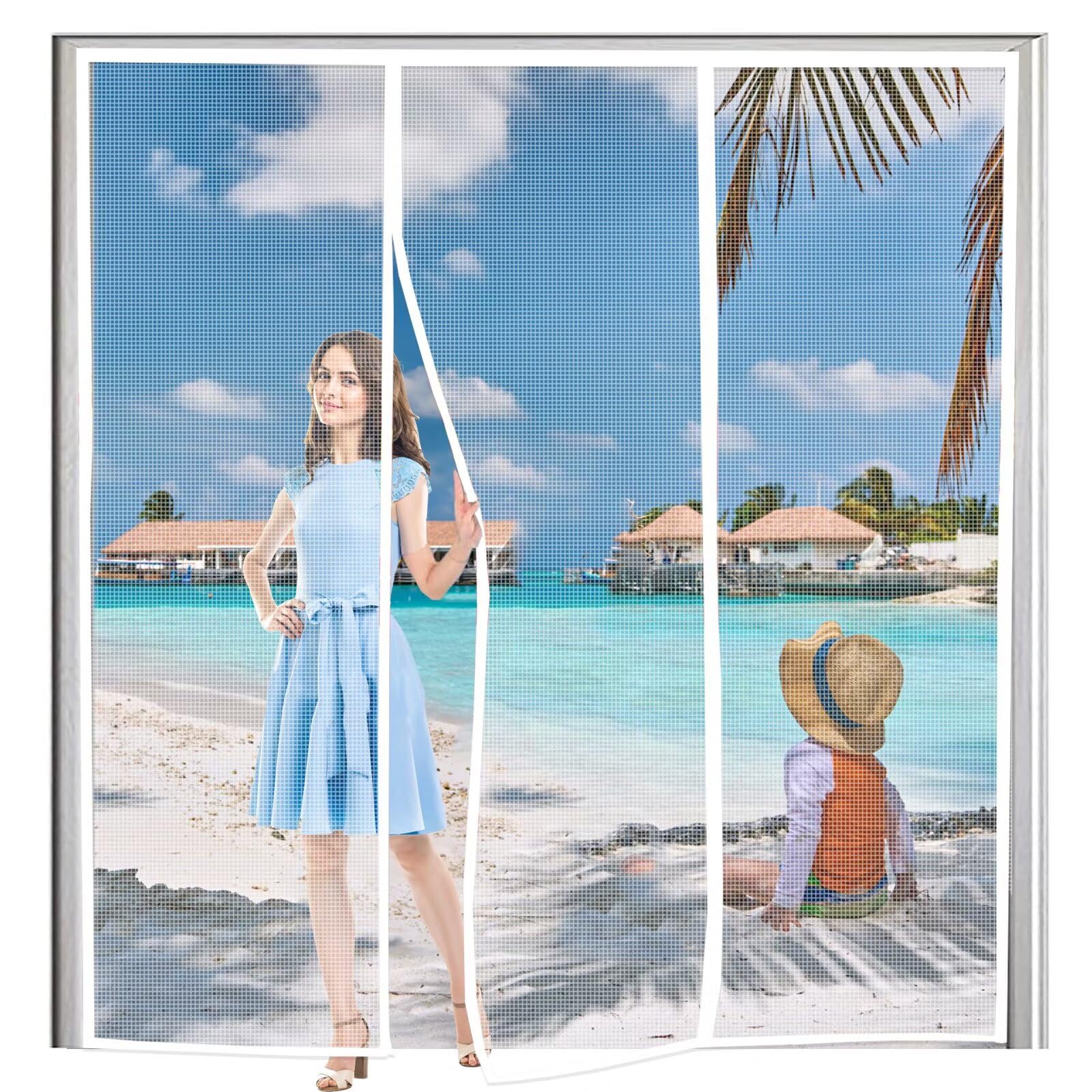 Rideau Fenêtre 290x240cm Anti Moustiquaire Enroulable Moustiquaire sur Mesure de Porte Animaux AcceptéS pour Porte d Entrée Intérieur/Patio Blanc