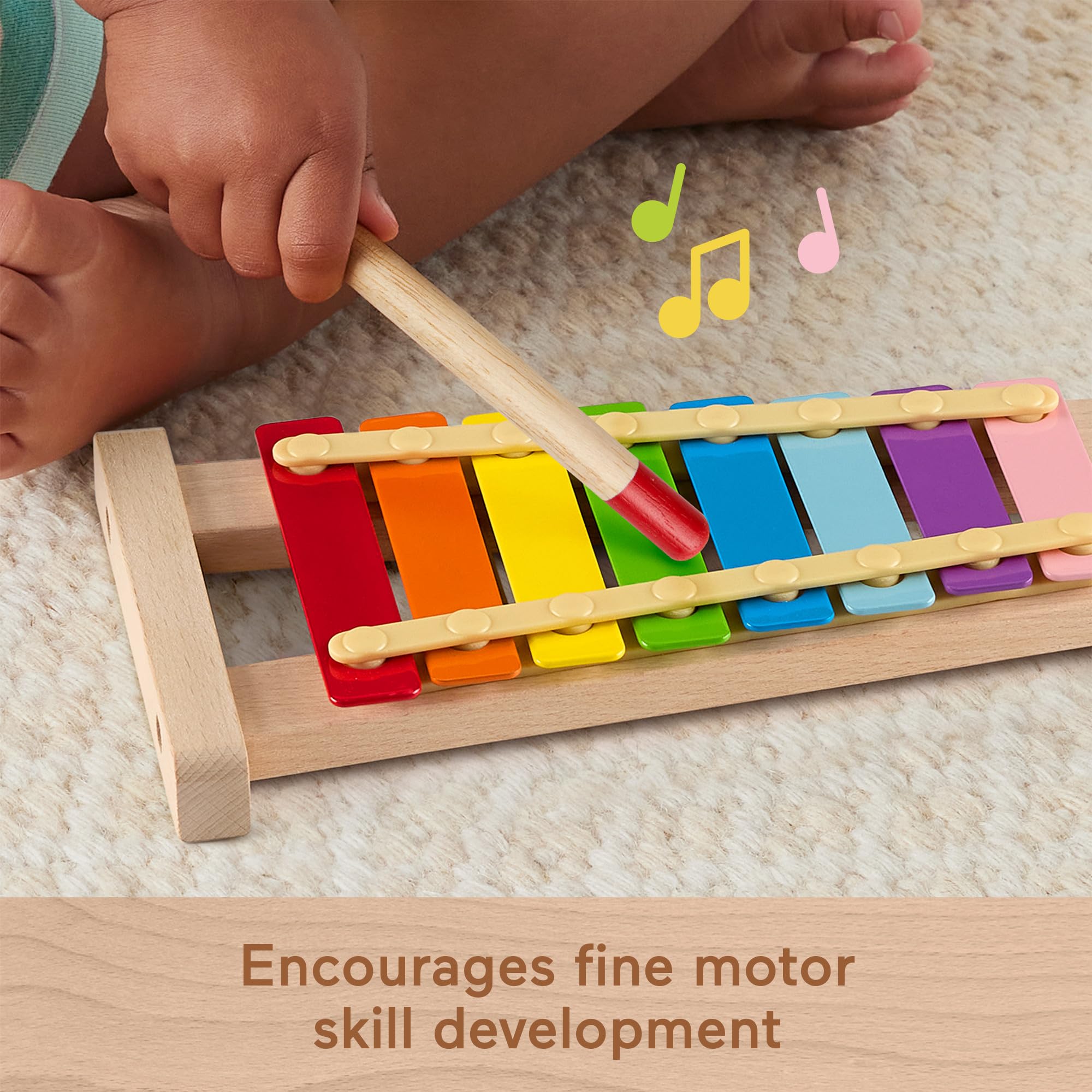 Fisher-Price - Xilofono in Legno, Set Musicale xilofono e martelletto in Legno Incluso per Lo Sviluppo delle capacità motorie complesse e sensoriali, Giocattolo per Bambini, 2+ Anni, HXV13