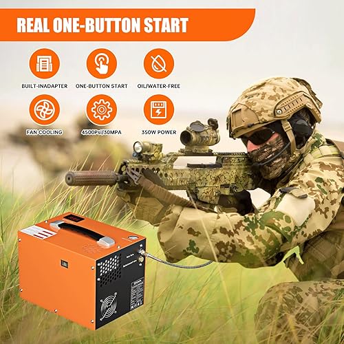 Miniatura 2 de TOAUTO Compresor de aire A1X PCP, 4500Psi 30Mpa, sin aguaaceite, arranque de un botón, disco de estallido, alimentado por automóvil 12 V CC o 110 V