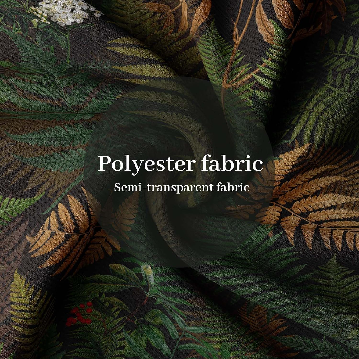 Dark Green Botanical Shower Curtain Vintage Leaf Plant Shower Curtains for Bathroom Decor Set, Waterproof Cloth Fabric with Hooks, 60x72 in